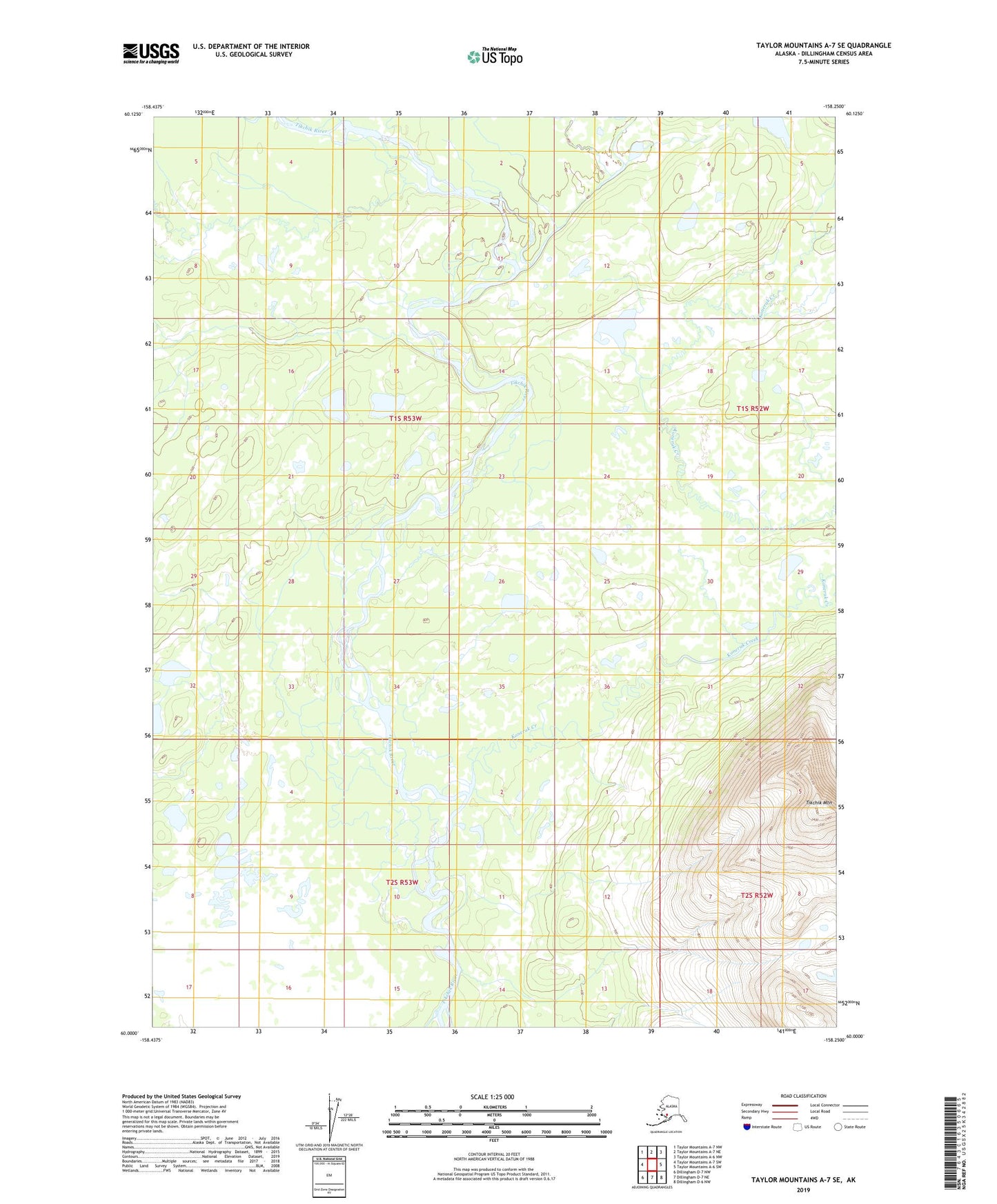 Taylor Mountains A-7 SE Alaska US Topo Map Image
