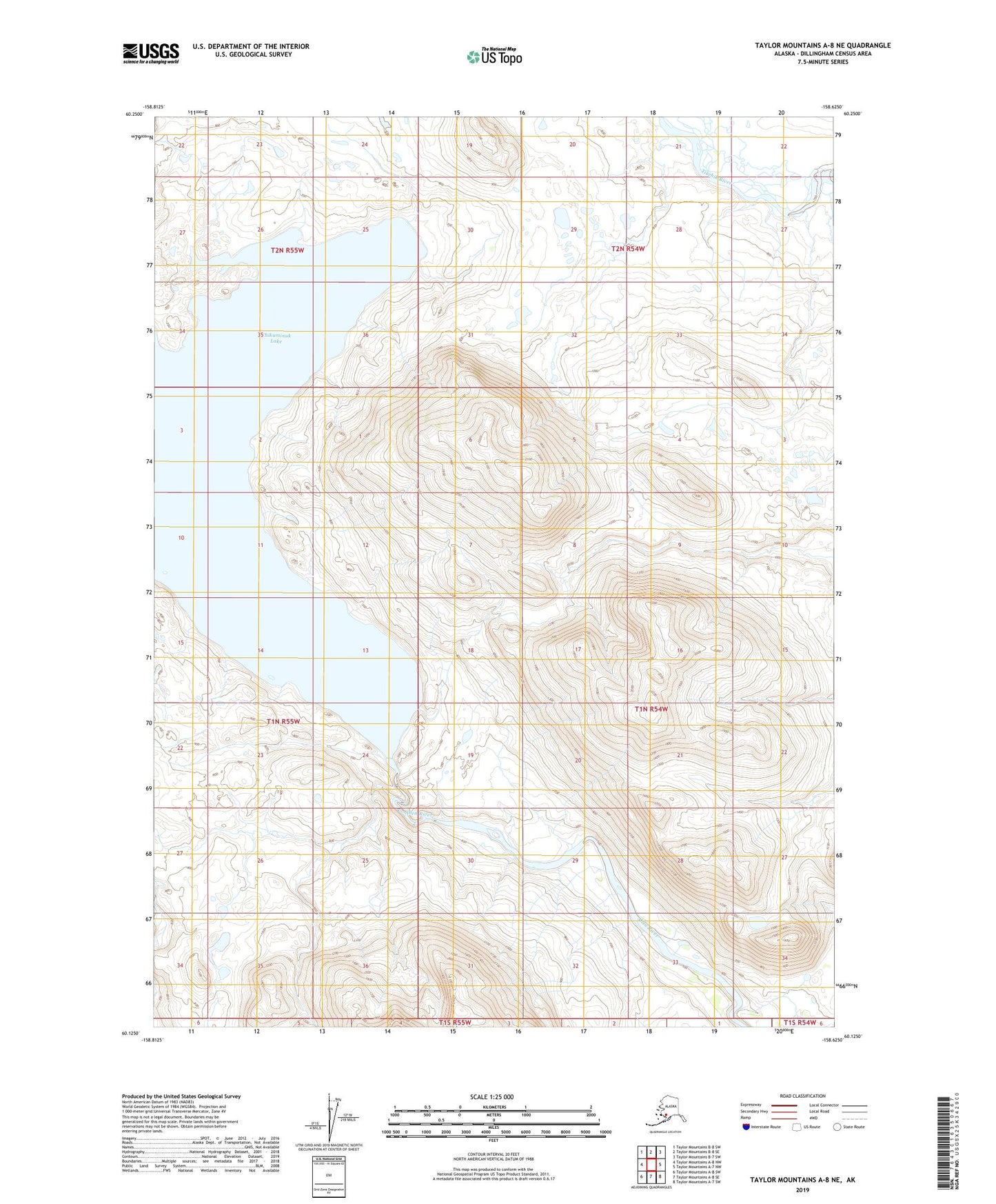 Taylor Mountains A-8 NE Alaska US Topo Map Image