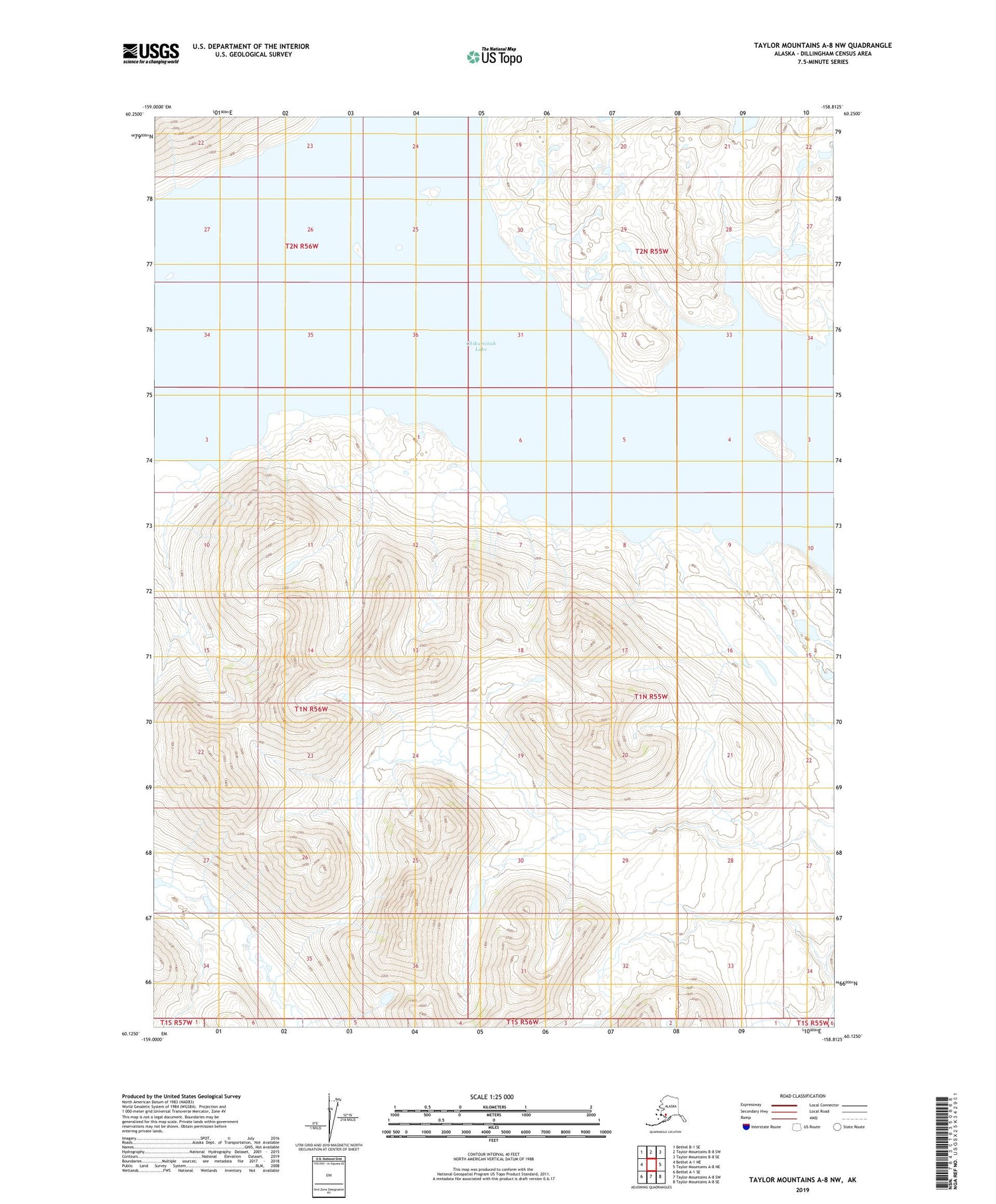 Taylor Mountains A-8 NW Alaska US Topo Map Image