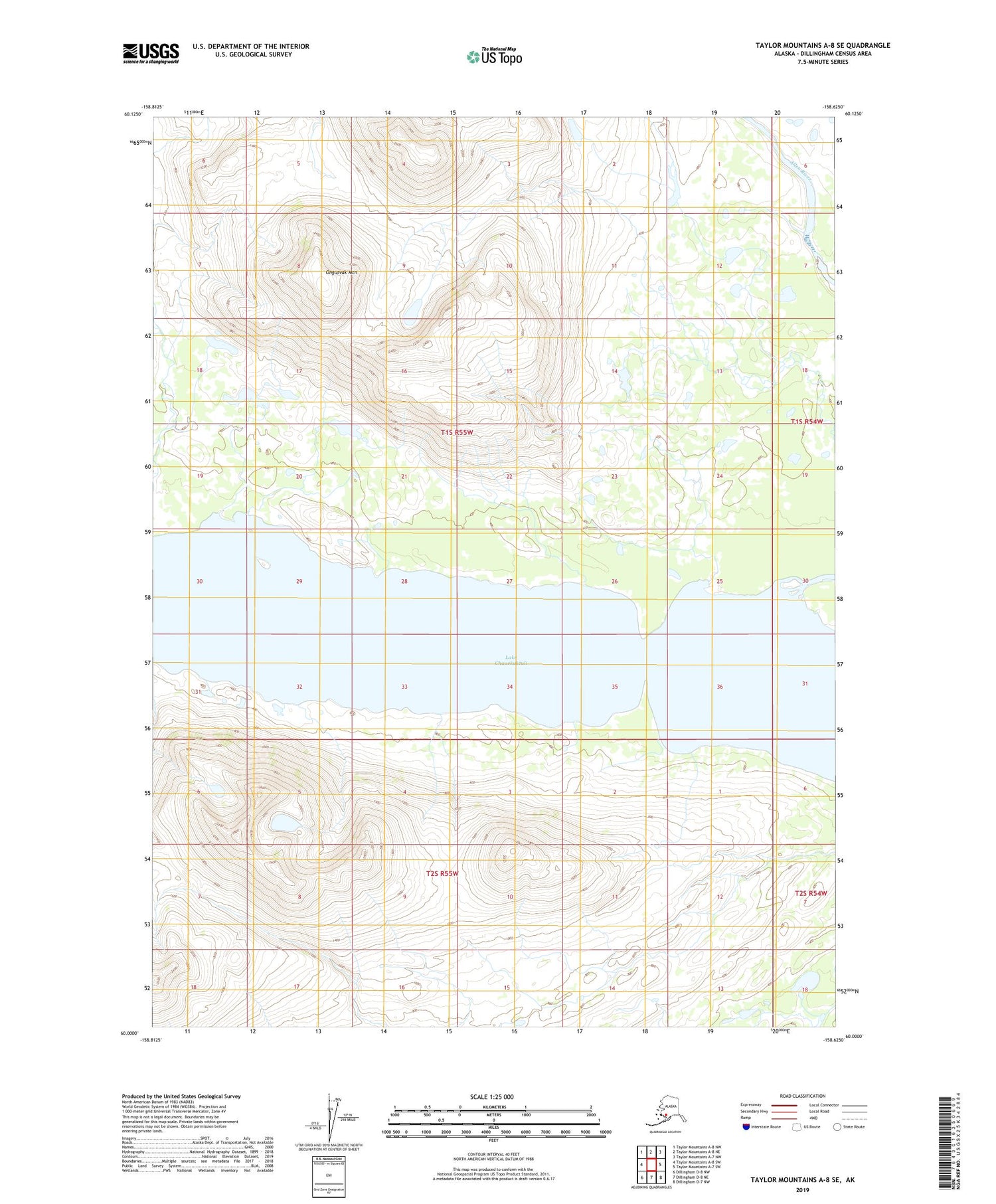 Taylor Mountains A-8 SE Alaska US Topo Map Image