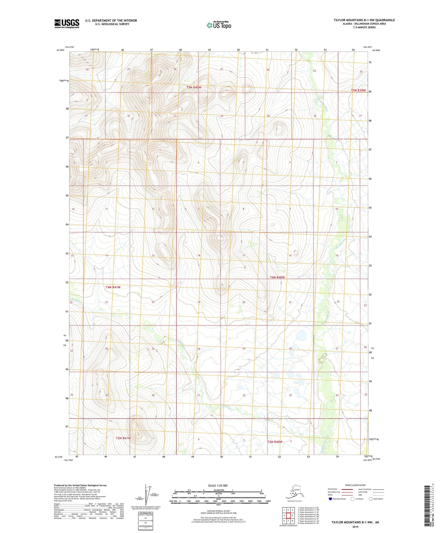 Taylor Mountains B-1 NW Alaska US Topo Map Image