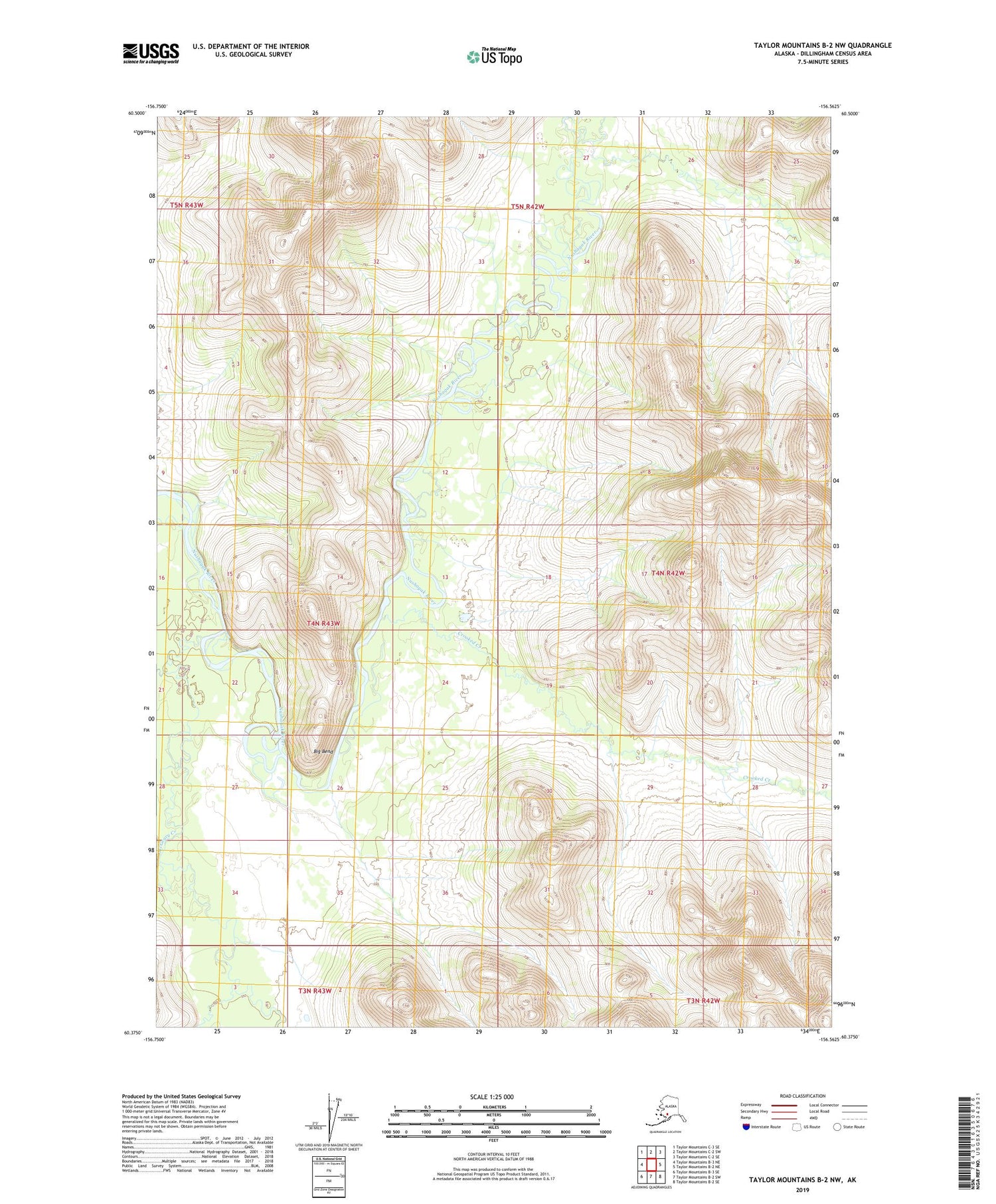 Taylor Mountains B-2 NW Alaska US Topo Map Image
