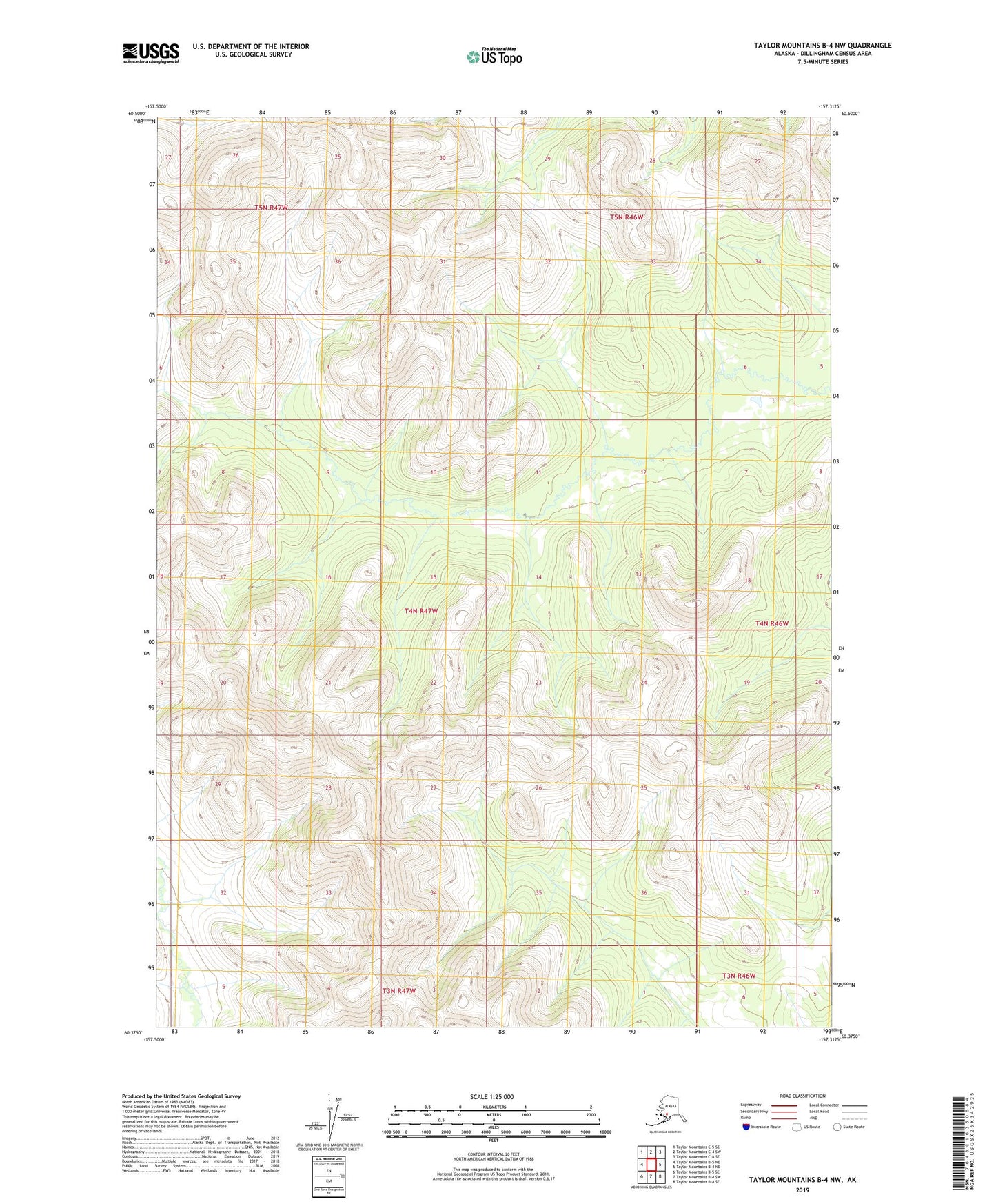 Taylor Mountains B-4 NW Alaska US Topo Map Image