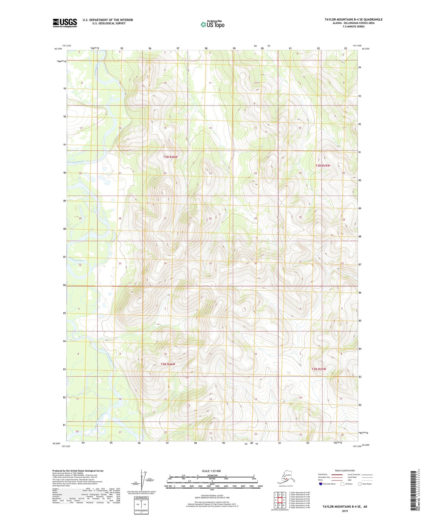 Taylor Mountains B-4 SE Alaska US Topo Map Image