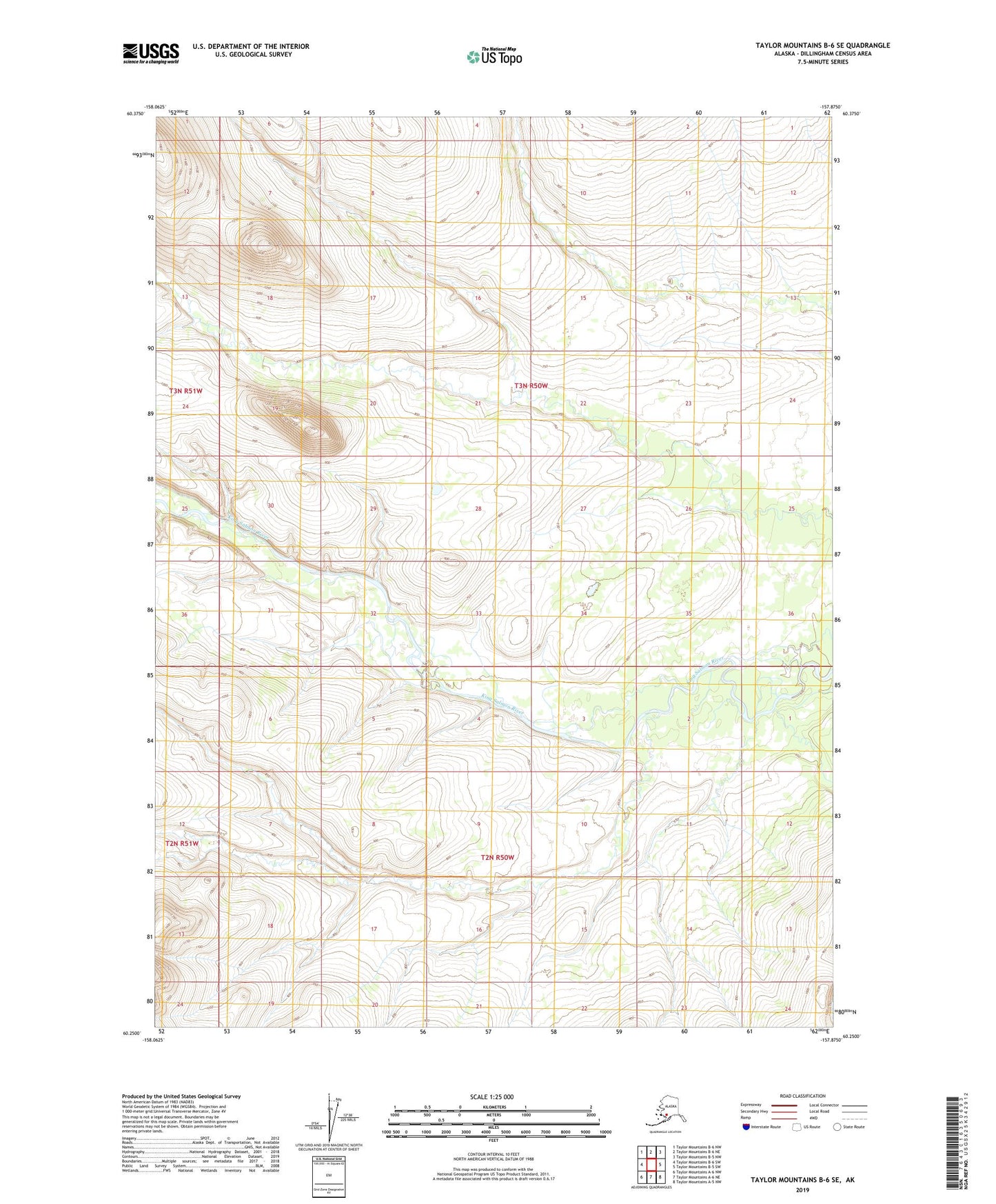 Taylor Mountains B-6 SE Alaska US Topo Map Image
