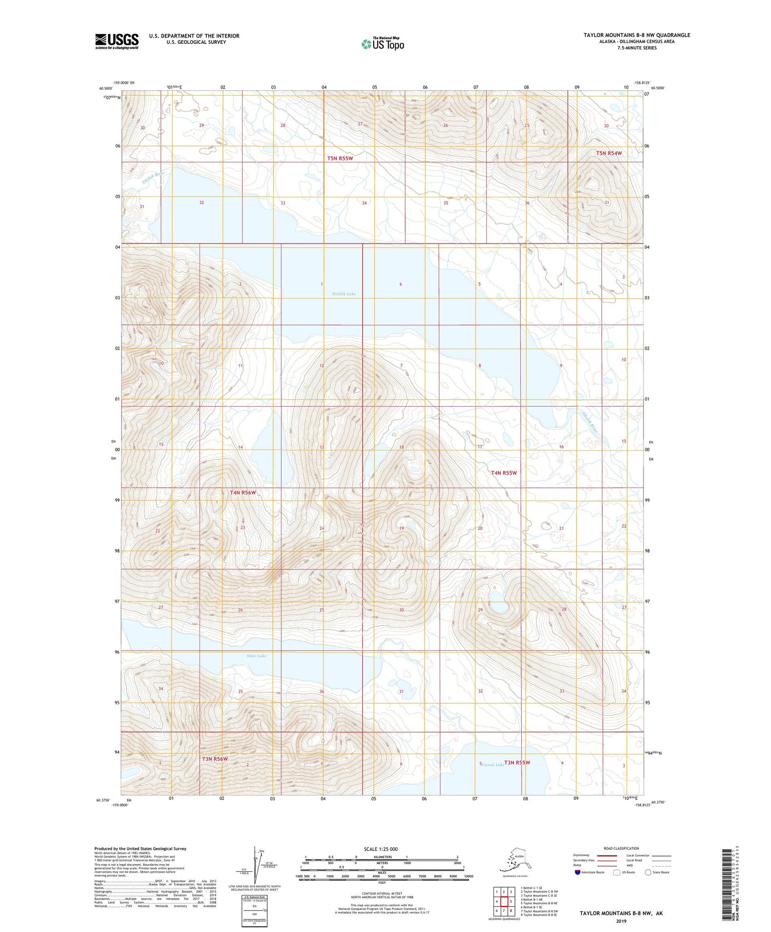 Taylor Mountains B-8 NW Alaska US Topo Map Image