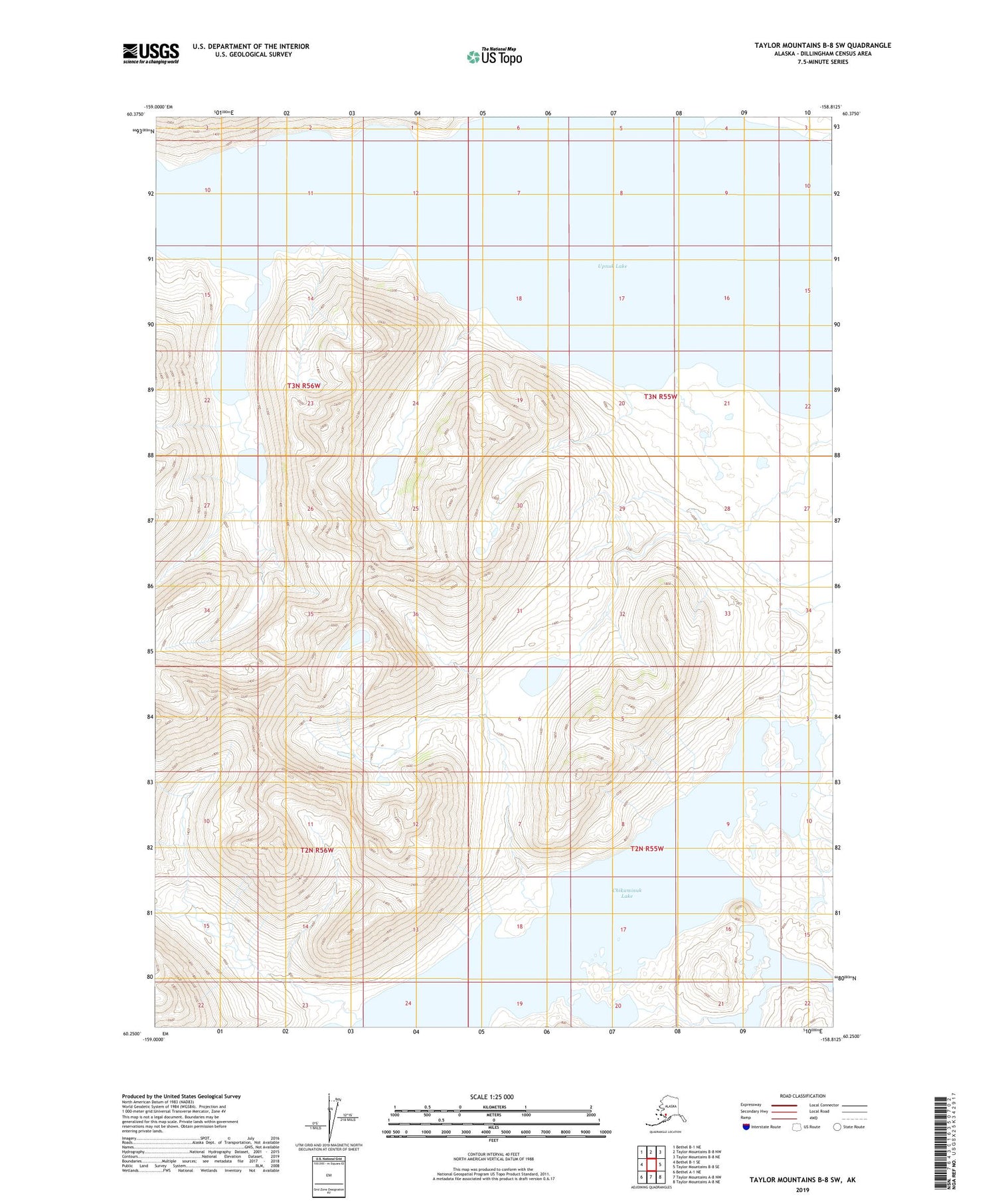 Taylor Mountains B-8 SW Alaska US Topo Map Image