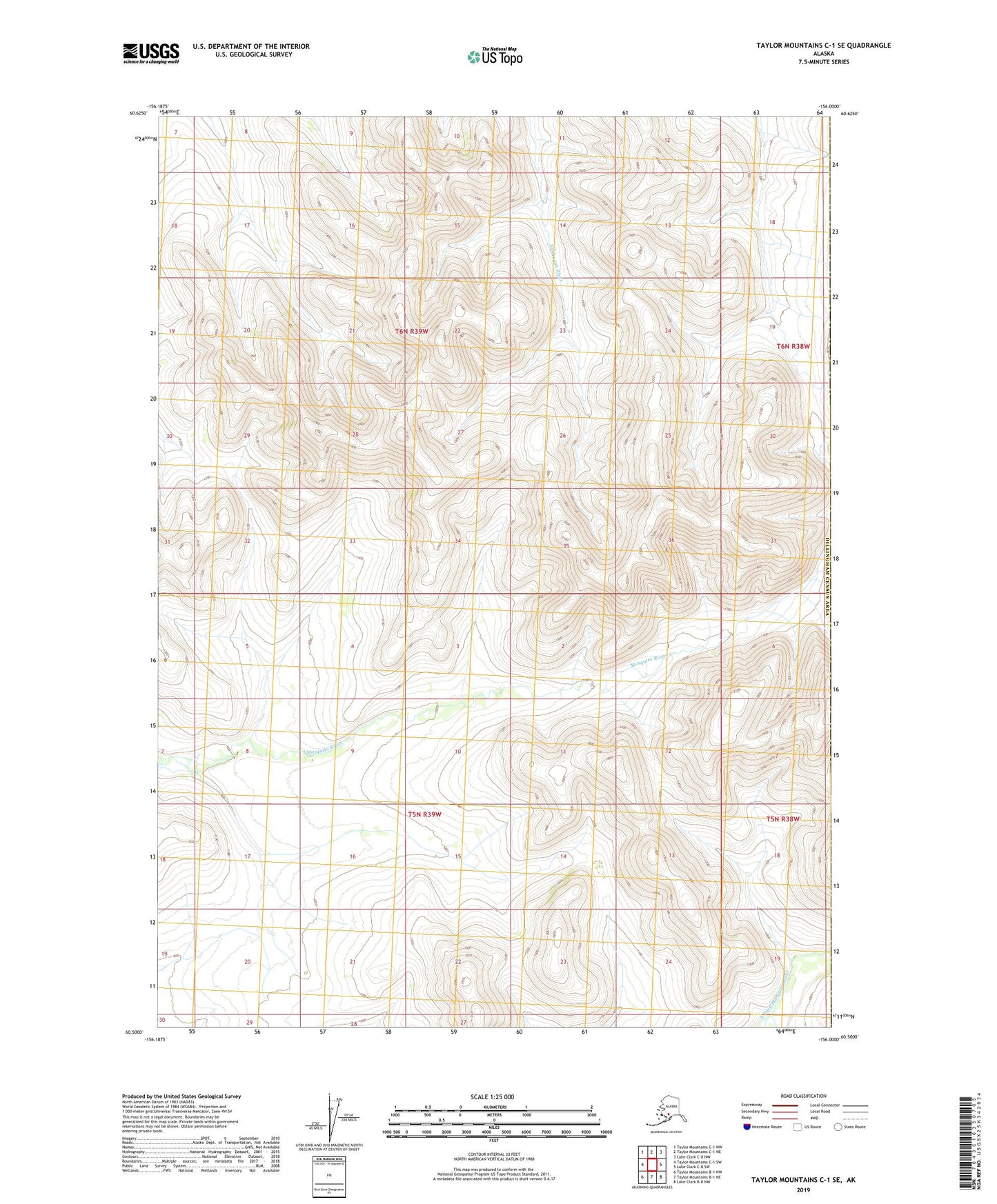 Taylor Mountains C-1 SE Alaska US Topo Map Image