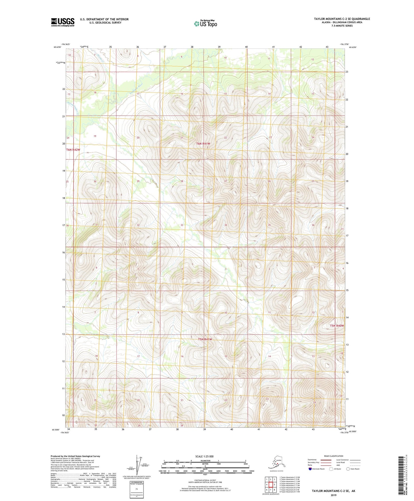 Taylor Mountains C-2 SE Alaska US Topo Map Image