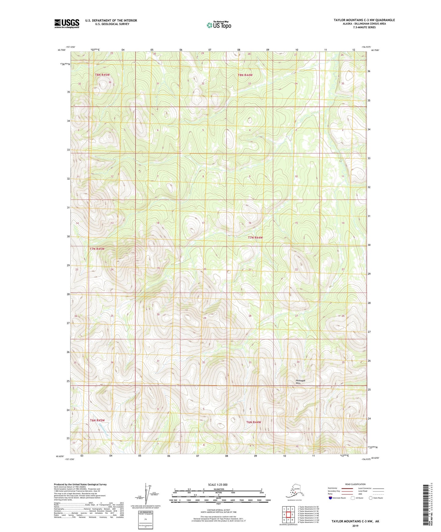 Taylor Mountains C-3 NW Alaska US Topo Map Image