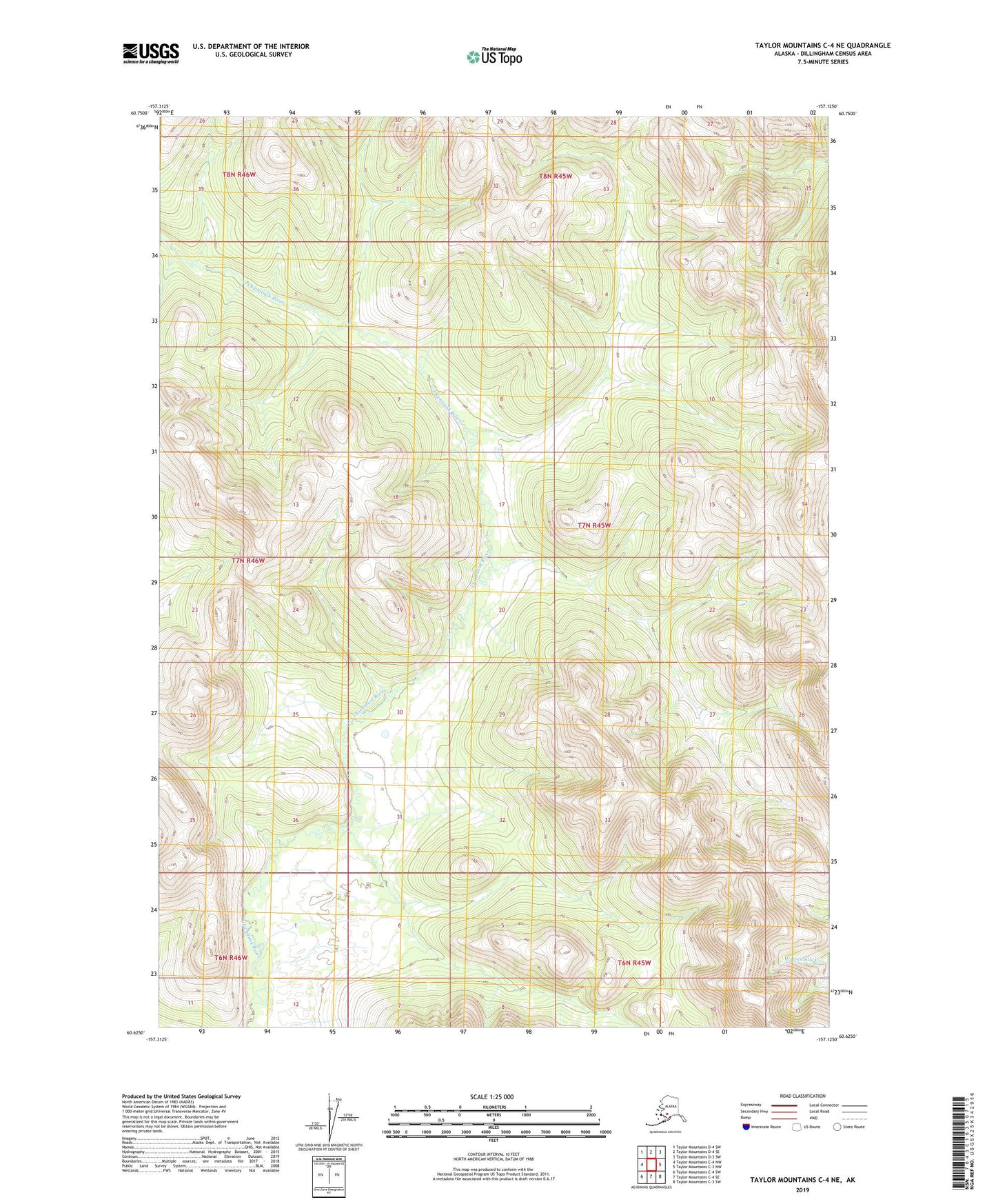Taylor Mountains C-4 NE Alaska US Topo Map Image
