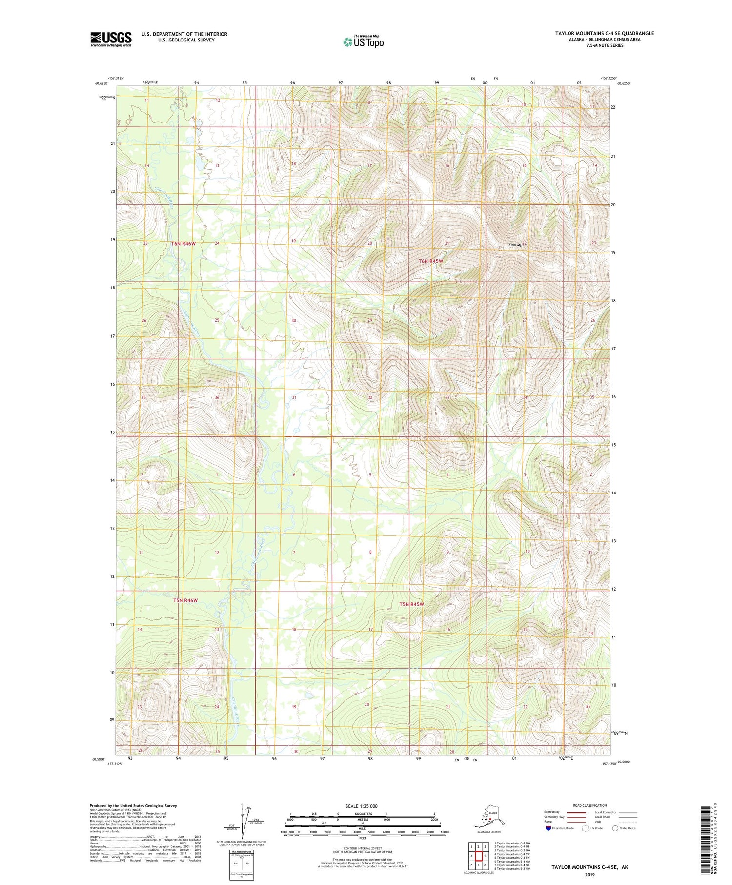 Taylor Mountains C-4 SE Alaska US Topo Map Image