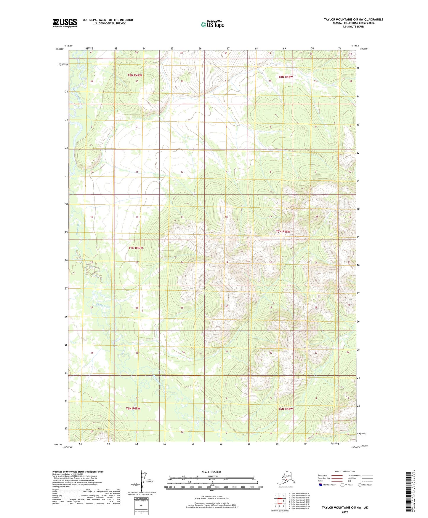 Taylor Mountains C-5 NW Alaska US Topo Map Image
