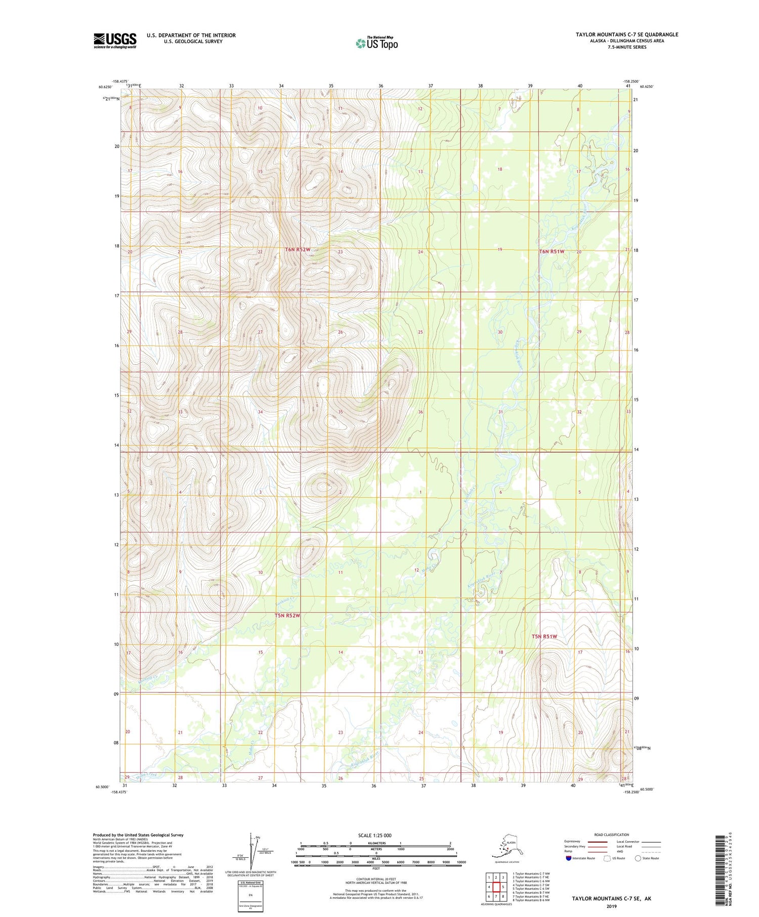 Taylor Mountains C-7 SE Alaska US Topo Map Image