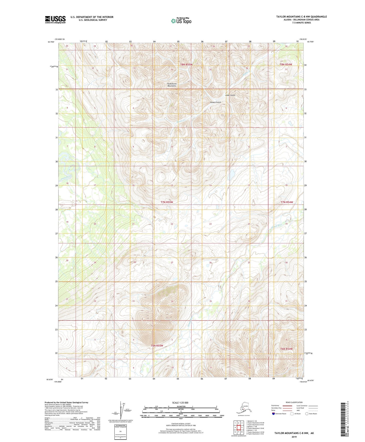 Taylor Mountains C-8 NW Alaska US Topo Map Image