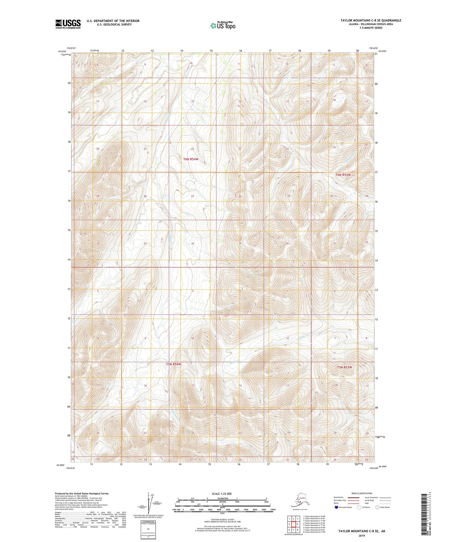 Taylor Mountains C-8 SE Alaska US Topo Map Image