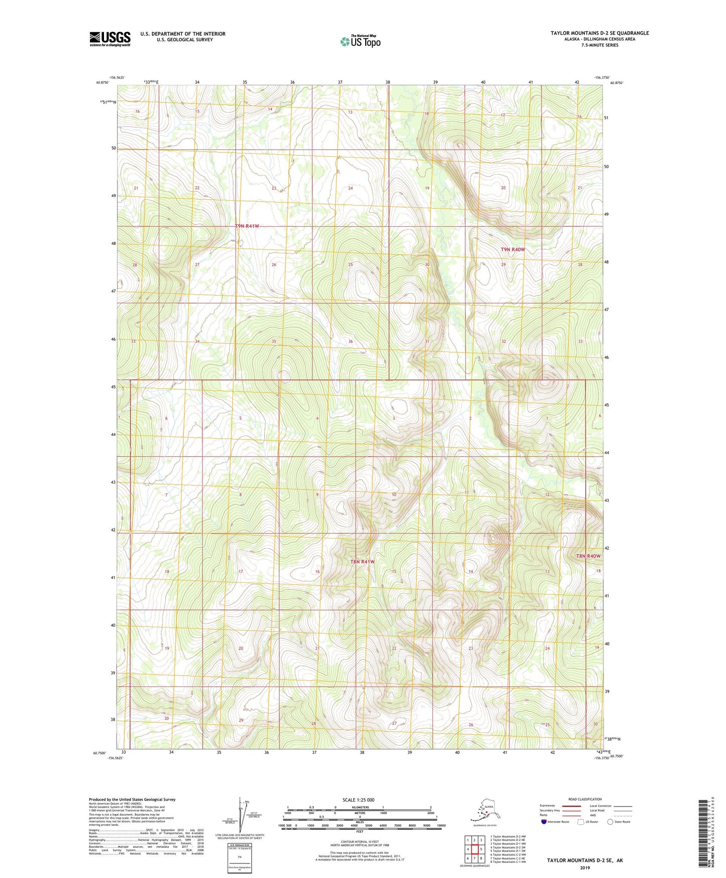 Taylor Mountains D-2 SE Alaska US Topo Map Image