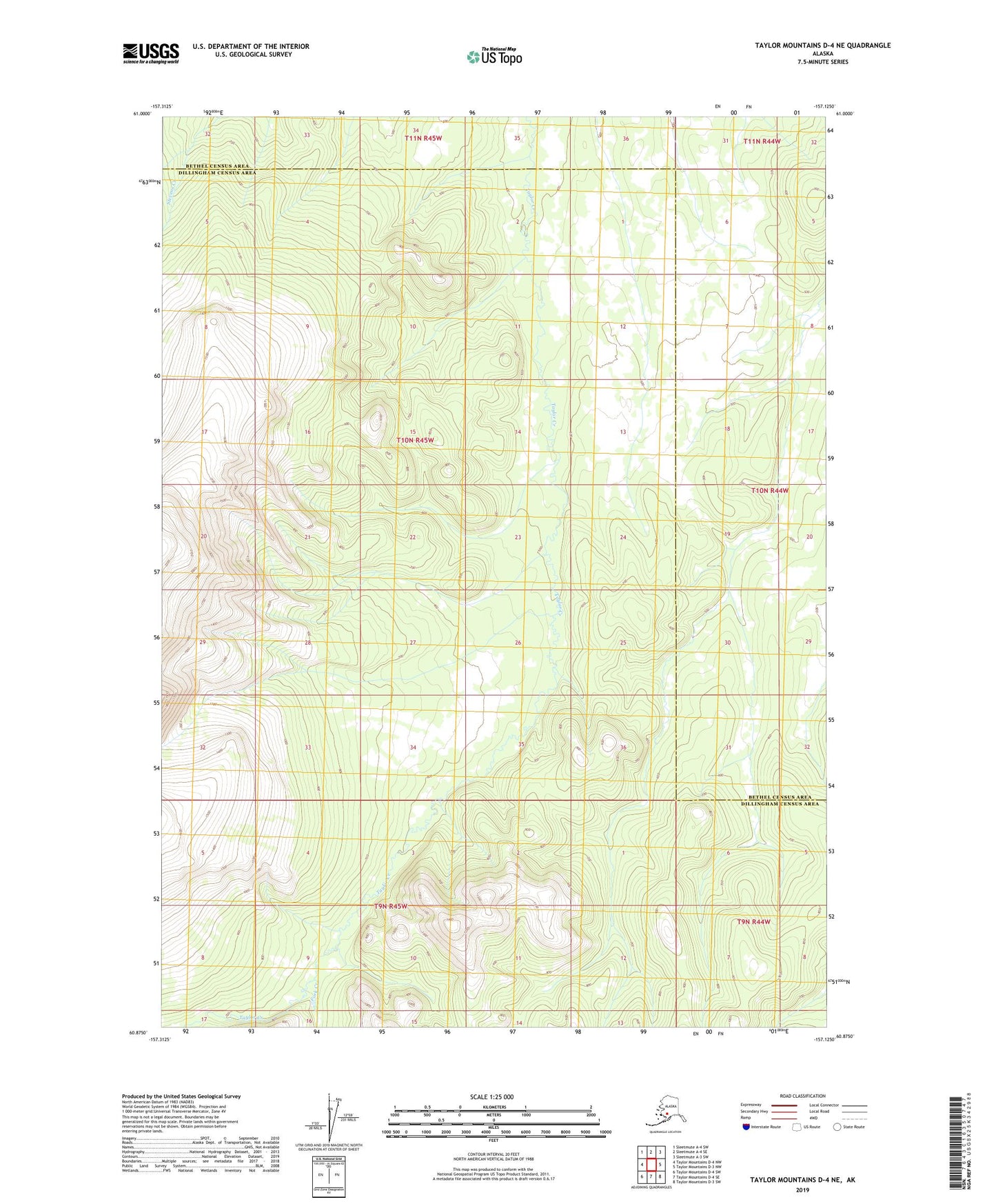 Taylor Mountains D-4 NE Alaska US Topo Map Image