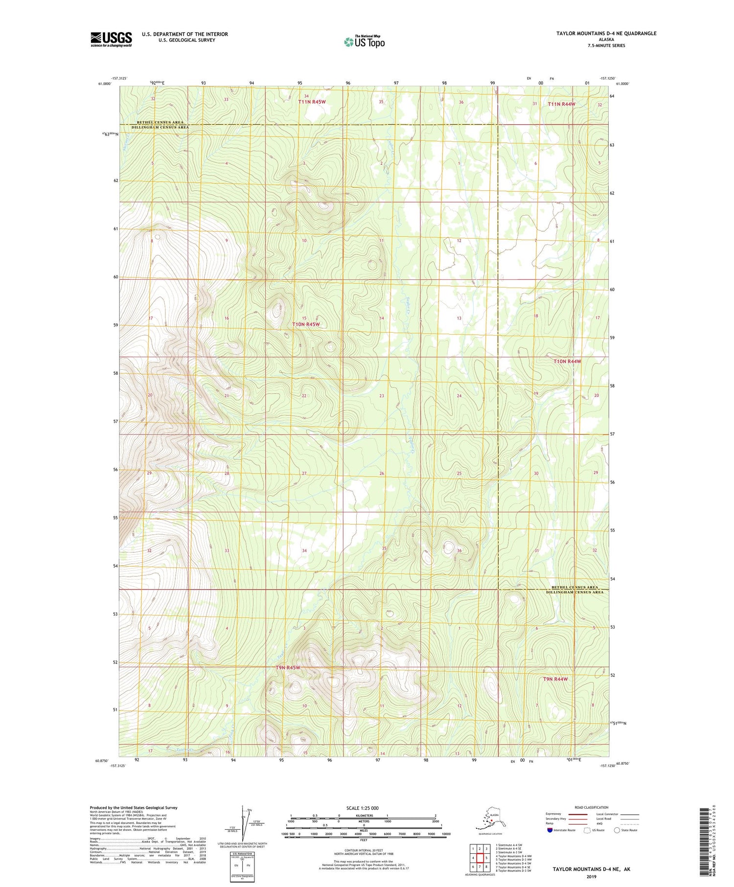 Taylor Mountains D-4 NE Alaska US Topo Map Image
