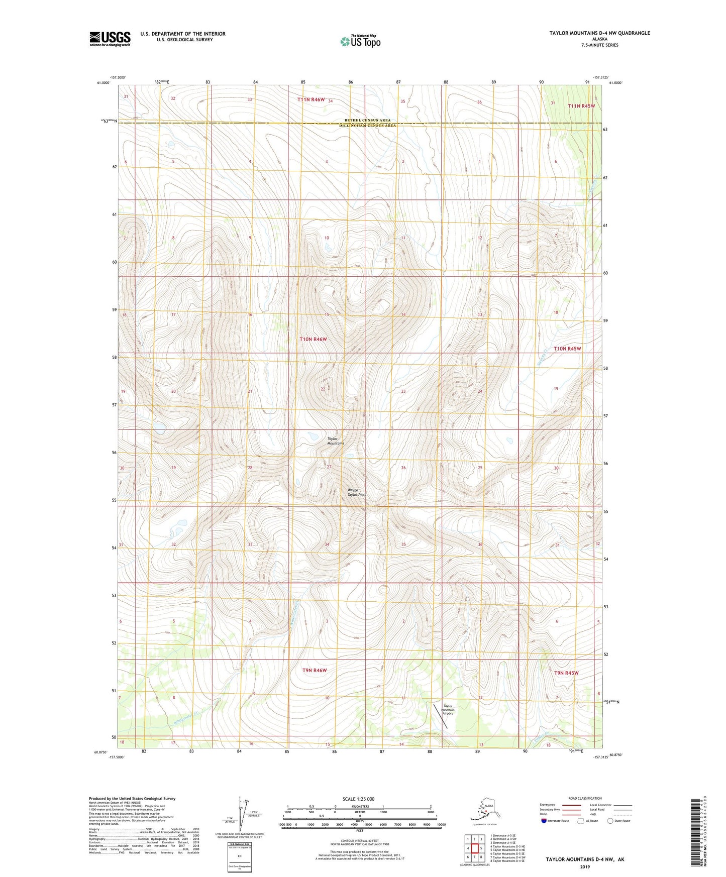 Taylor Mountains D-4 NW Alaska US Topo Map Image