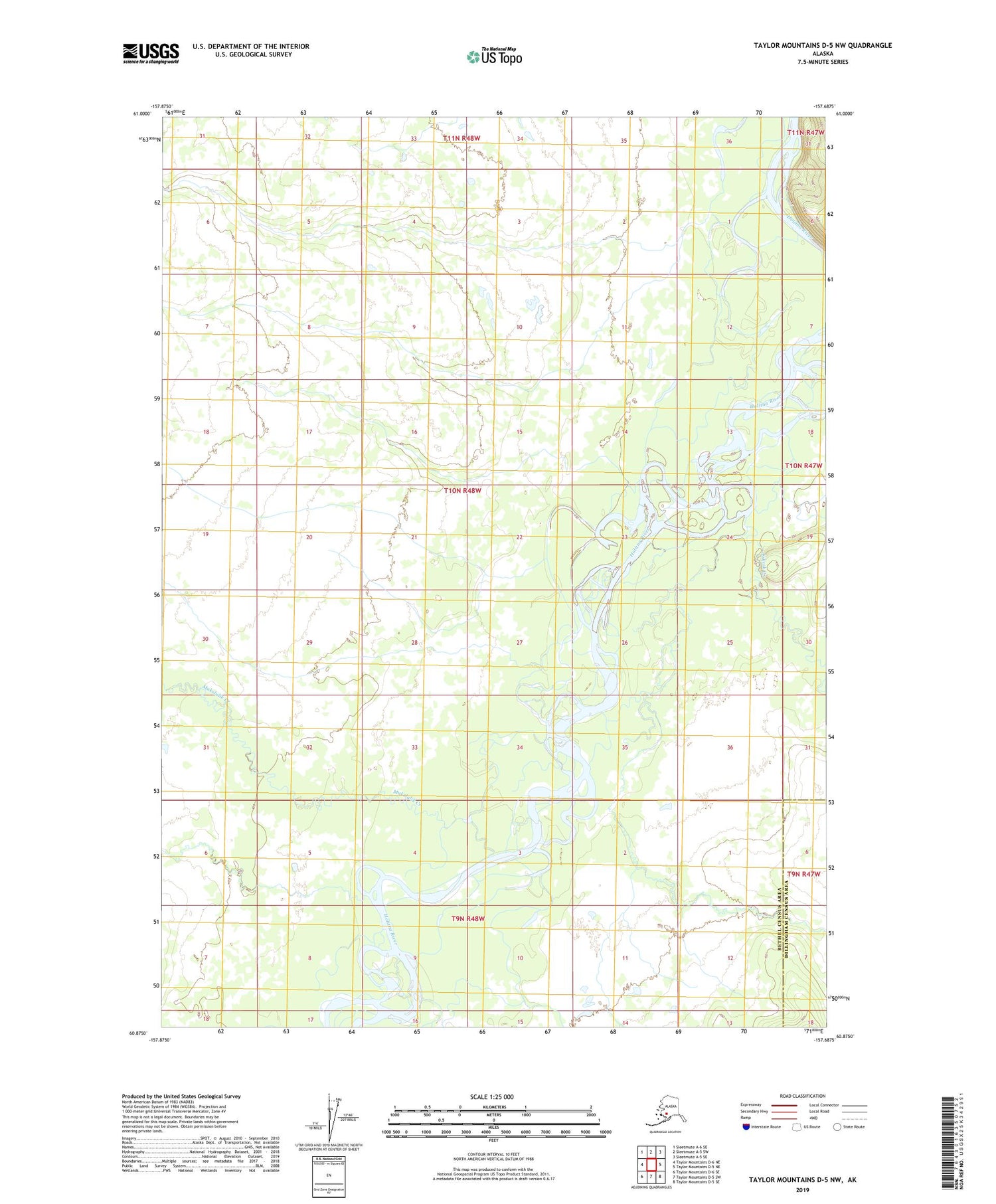 Taylor Mountains D-5 NW Alaska US Topo Map Image