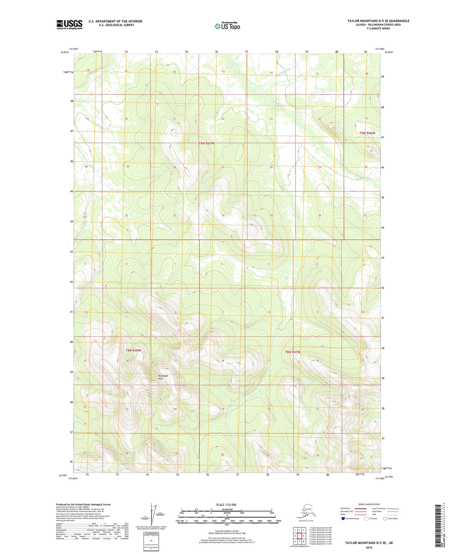 Taylor Mountains D-5 SE Alaska US Topo Map Image