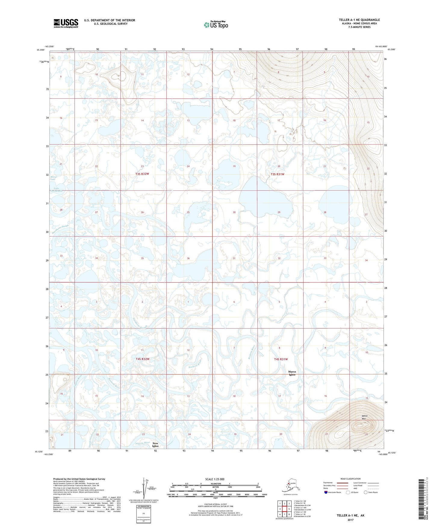 Teller A-1 NE Alaska US Topo Map Image