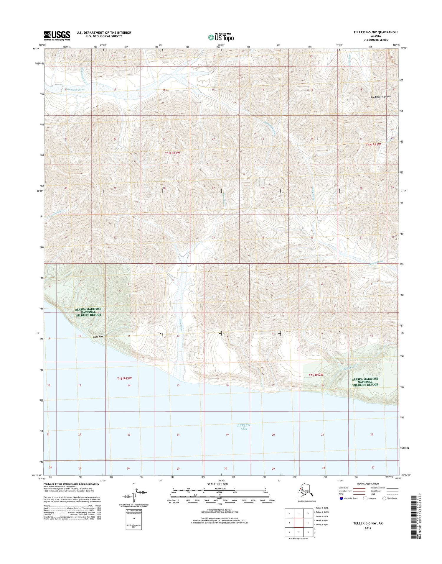 Teller B-5 NW Alaska US Topo Map Image