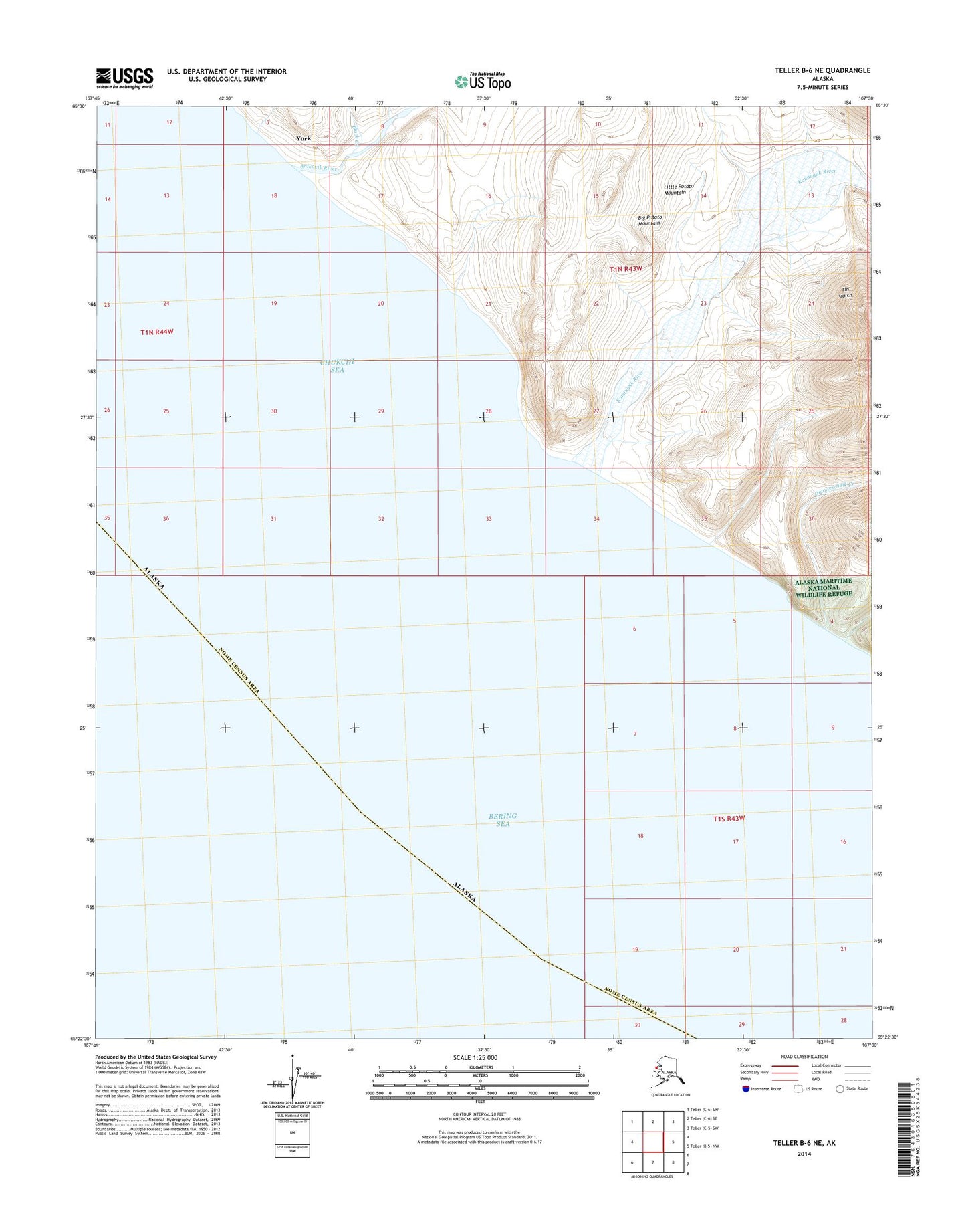 Teller B-6 NE Alaska US Topo Map Image