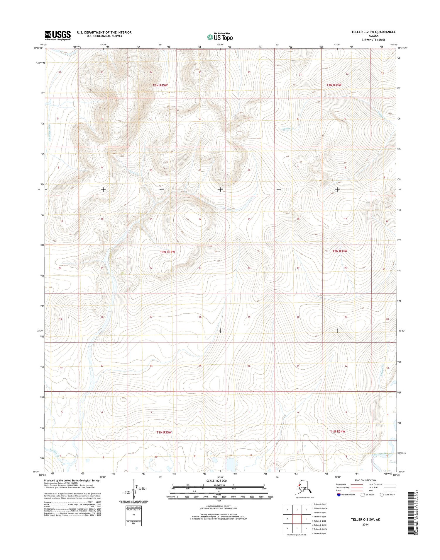 Teller C-2 SW Alaska US Topo Map Image