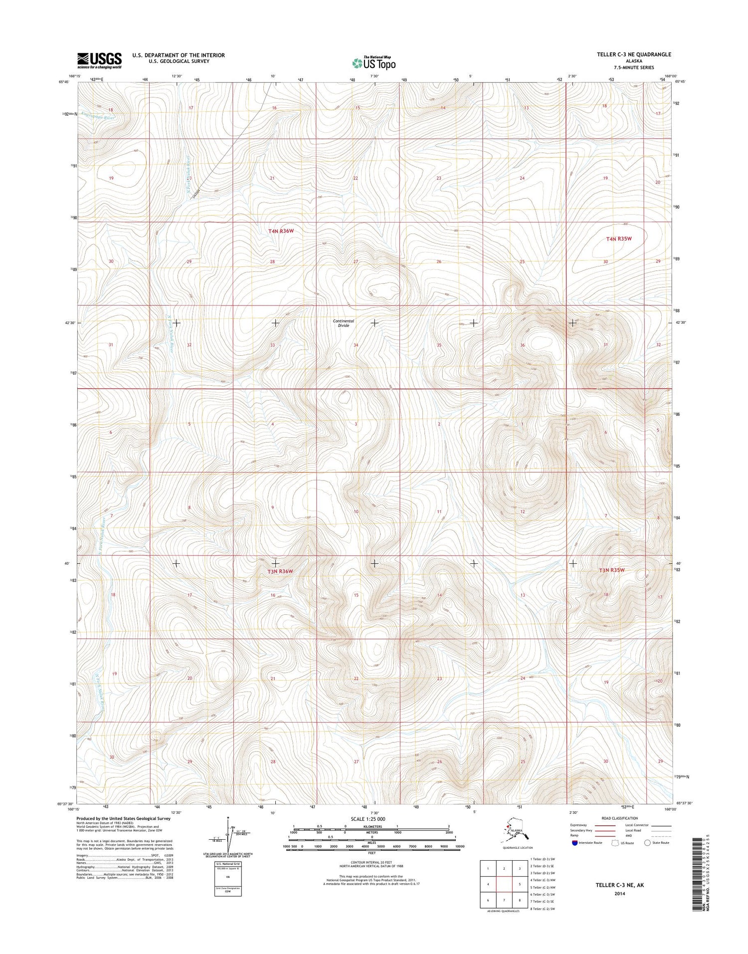 Teller C-3 NE Alaska US Topo Map Image