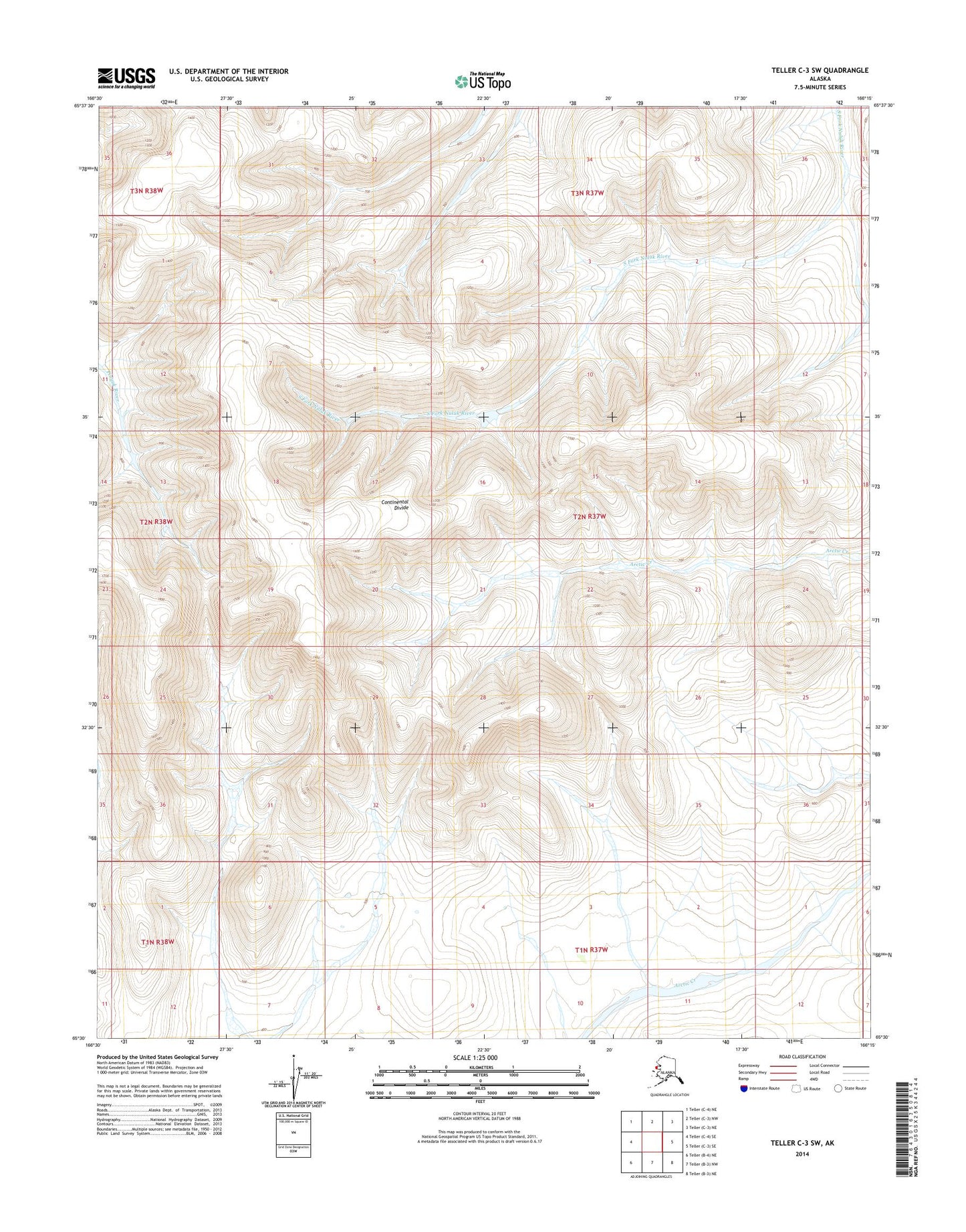 Teller C-3 SW Alaska US Topo Map Image