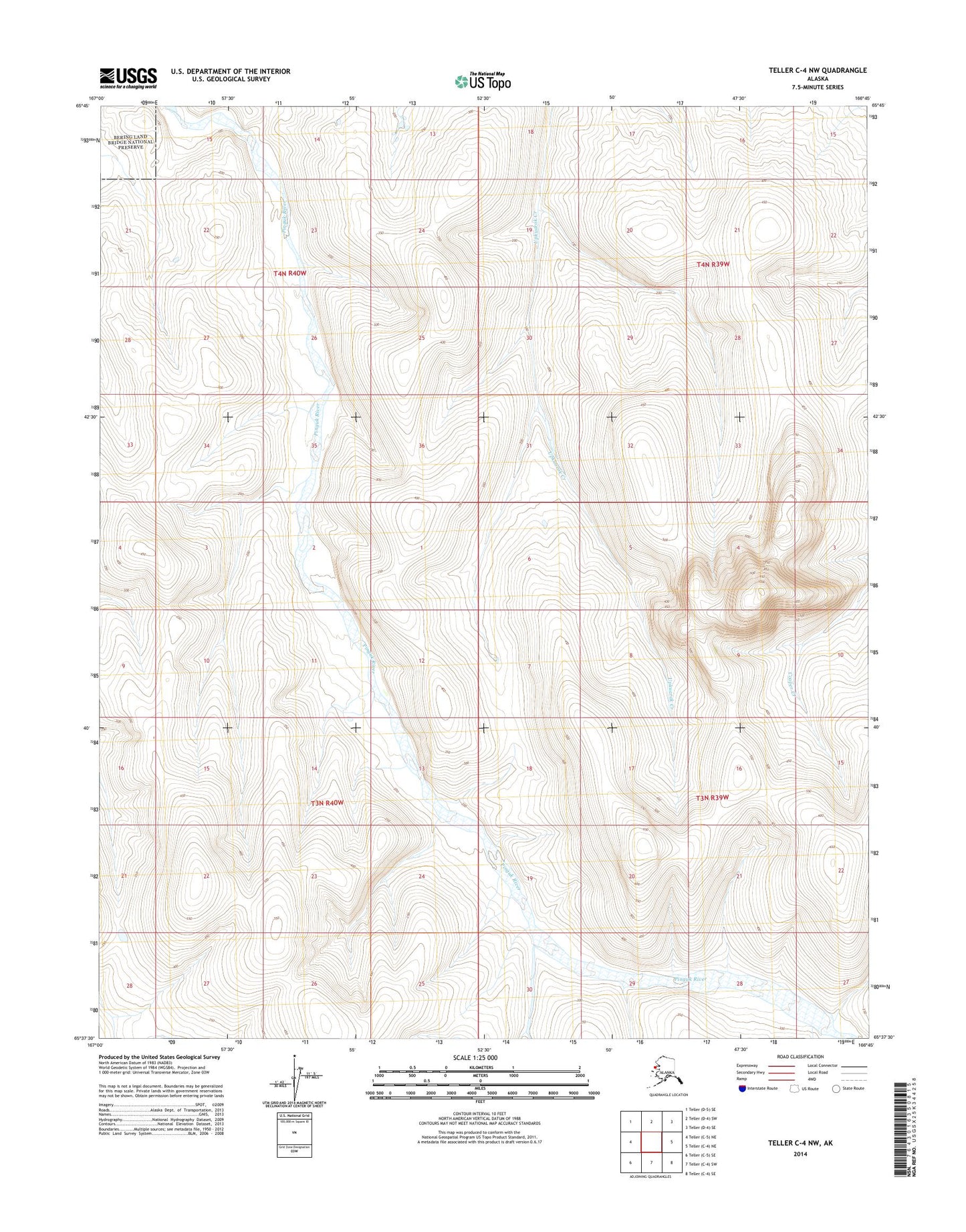Teller C-4 NW Alaska US Topo Map Image