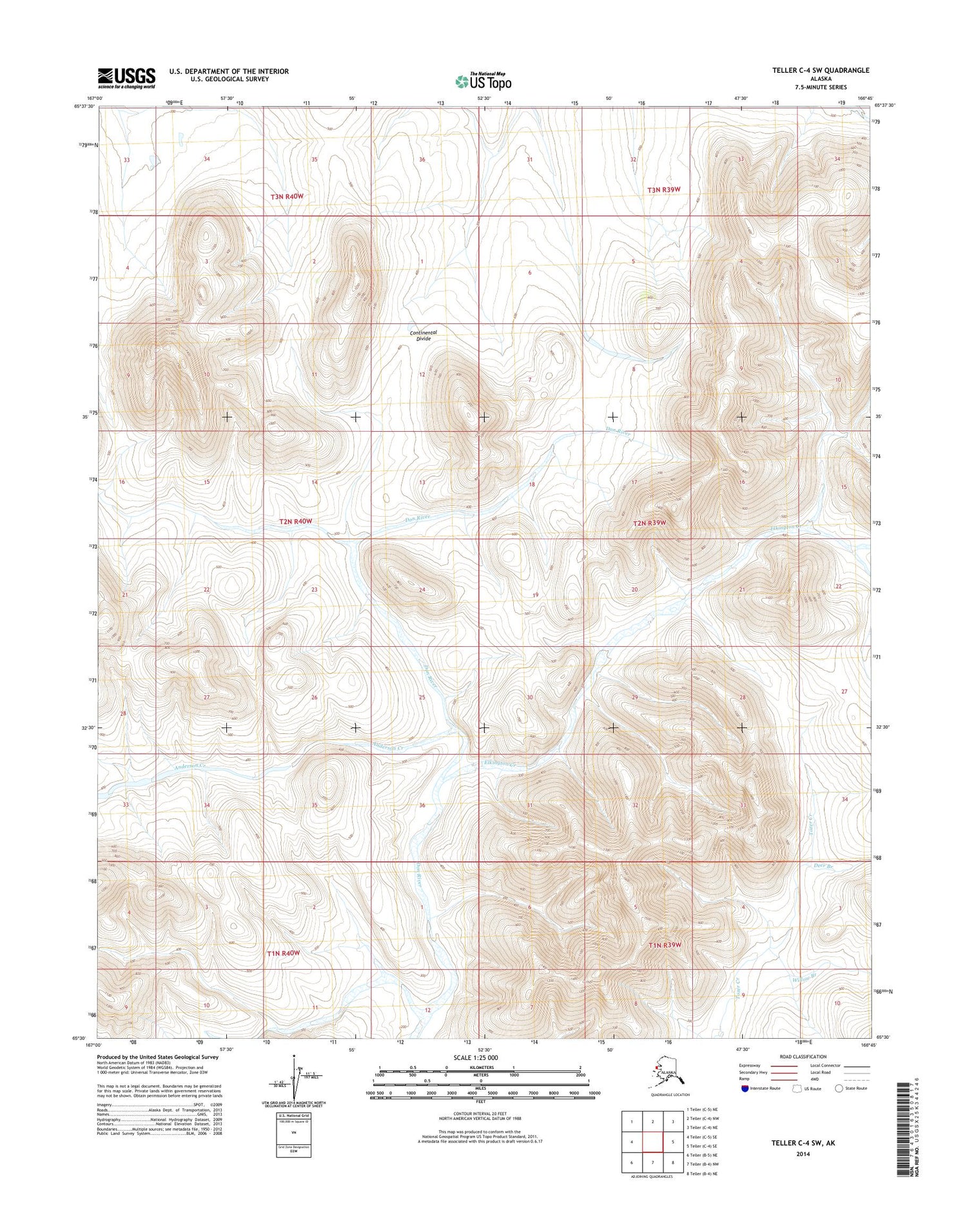 Teller C-4 SW Alaska US Topo Map Image