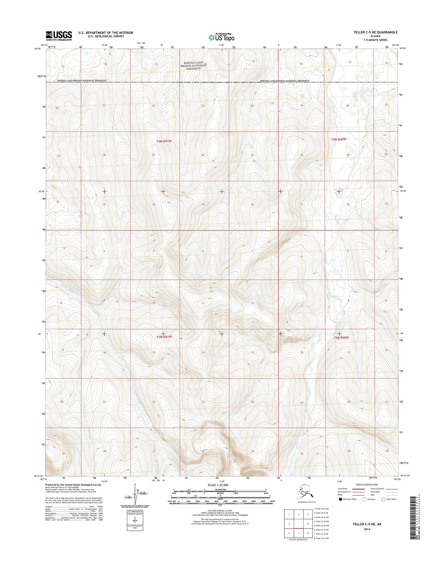 Teller C-5 NE Alaska US Topo Map Image