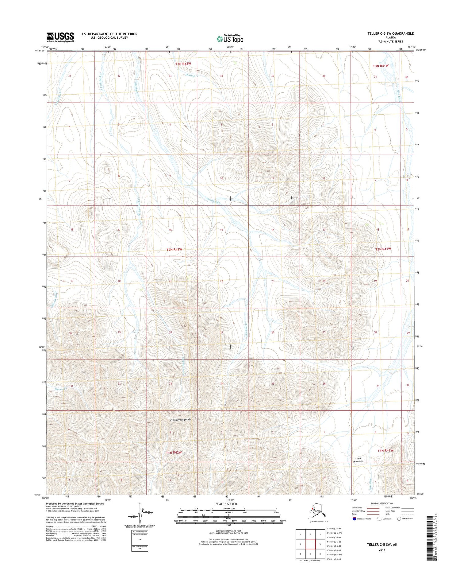 Teller C-5 SW Alaska US Topo Map Image