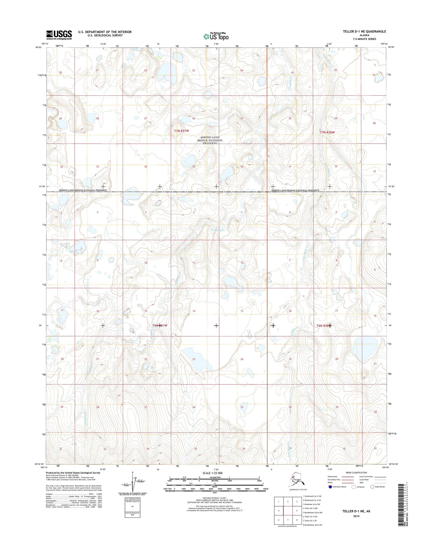 Teller D-1 NE Alaska US Topo Map Image