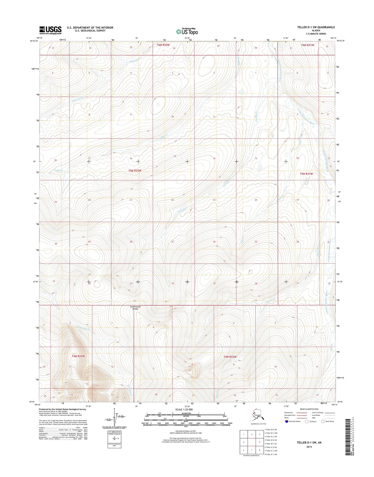 Teller D-1 SW Alaska US Topo Map Image