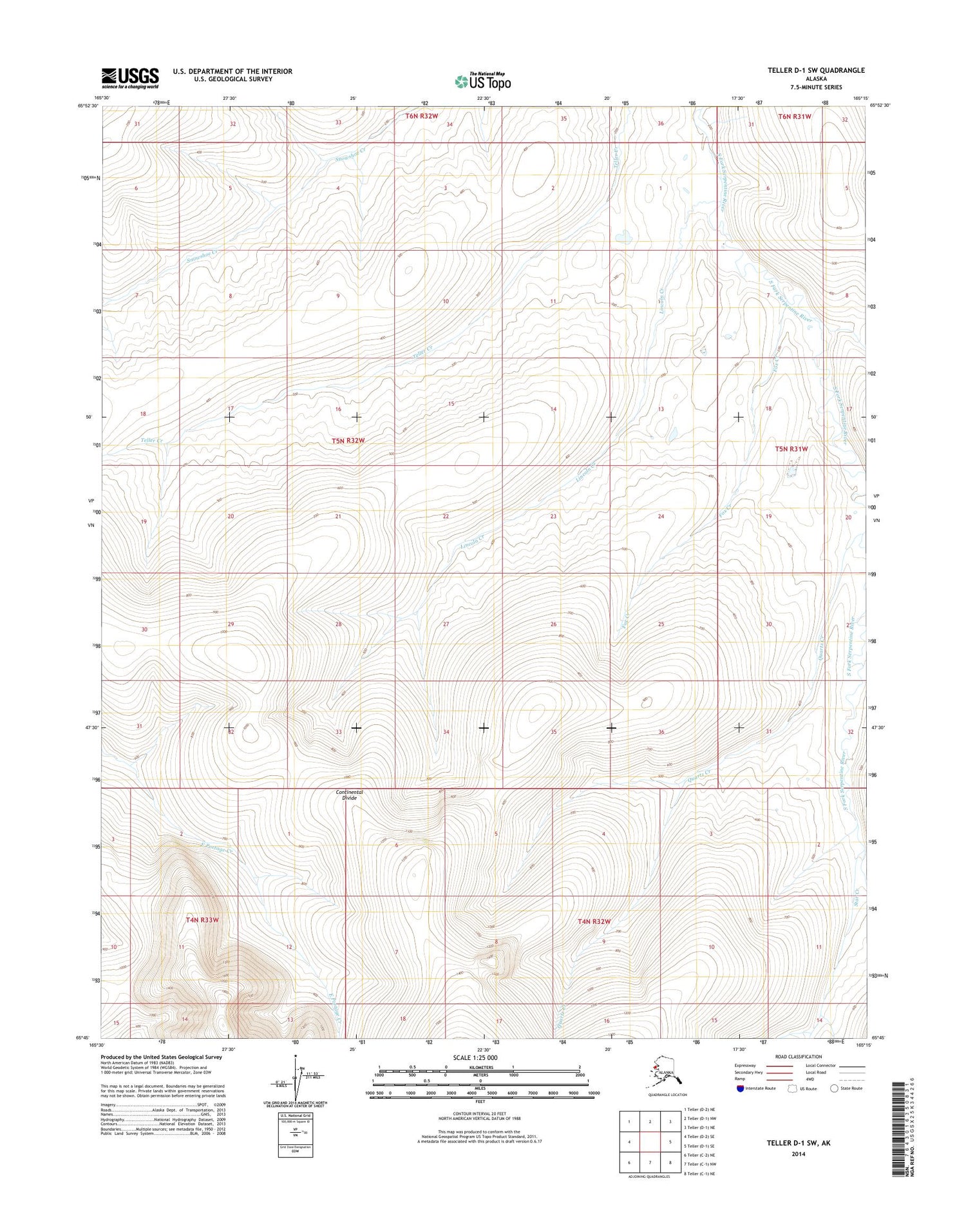 Teller D-1 SW Alaska US Topo Map Image