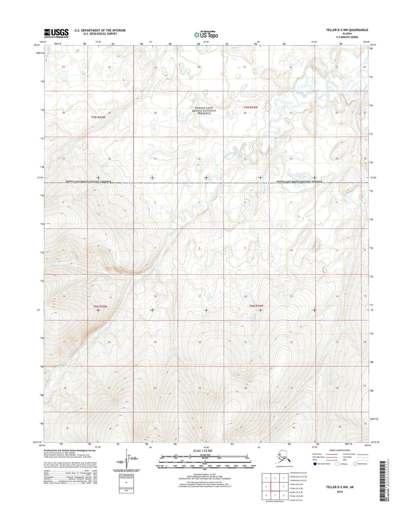 Teller D-2 NW Alaska US Topo Map Image