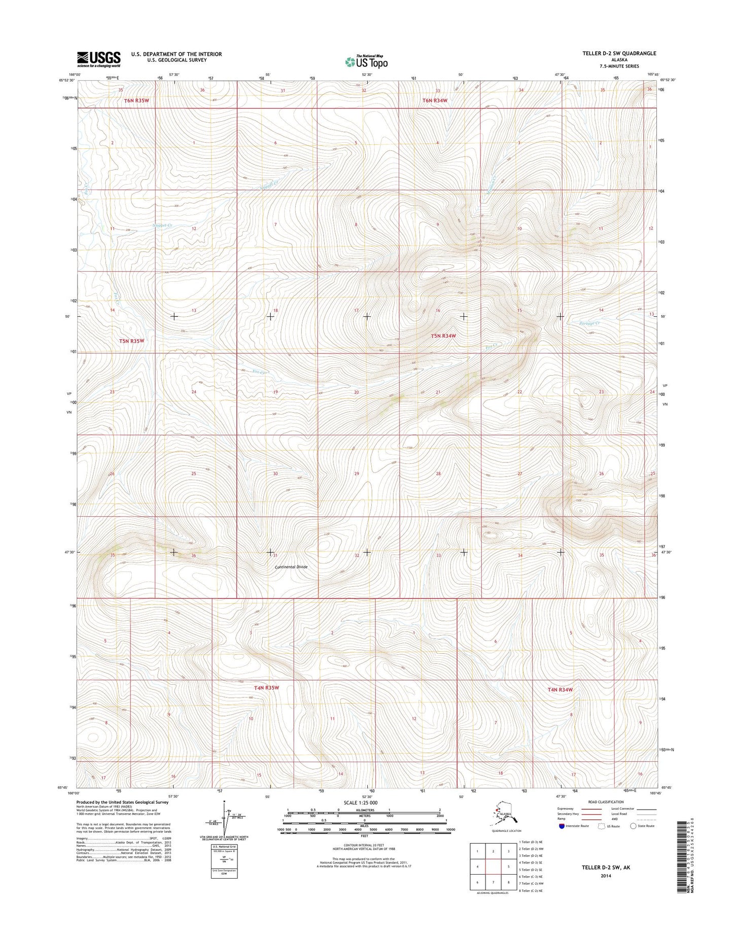 Teller D-2 SW Alaska US Topo Map Image
