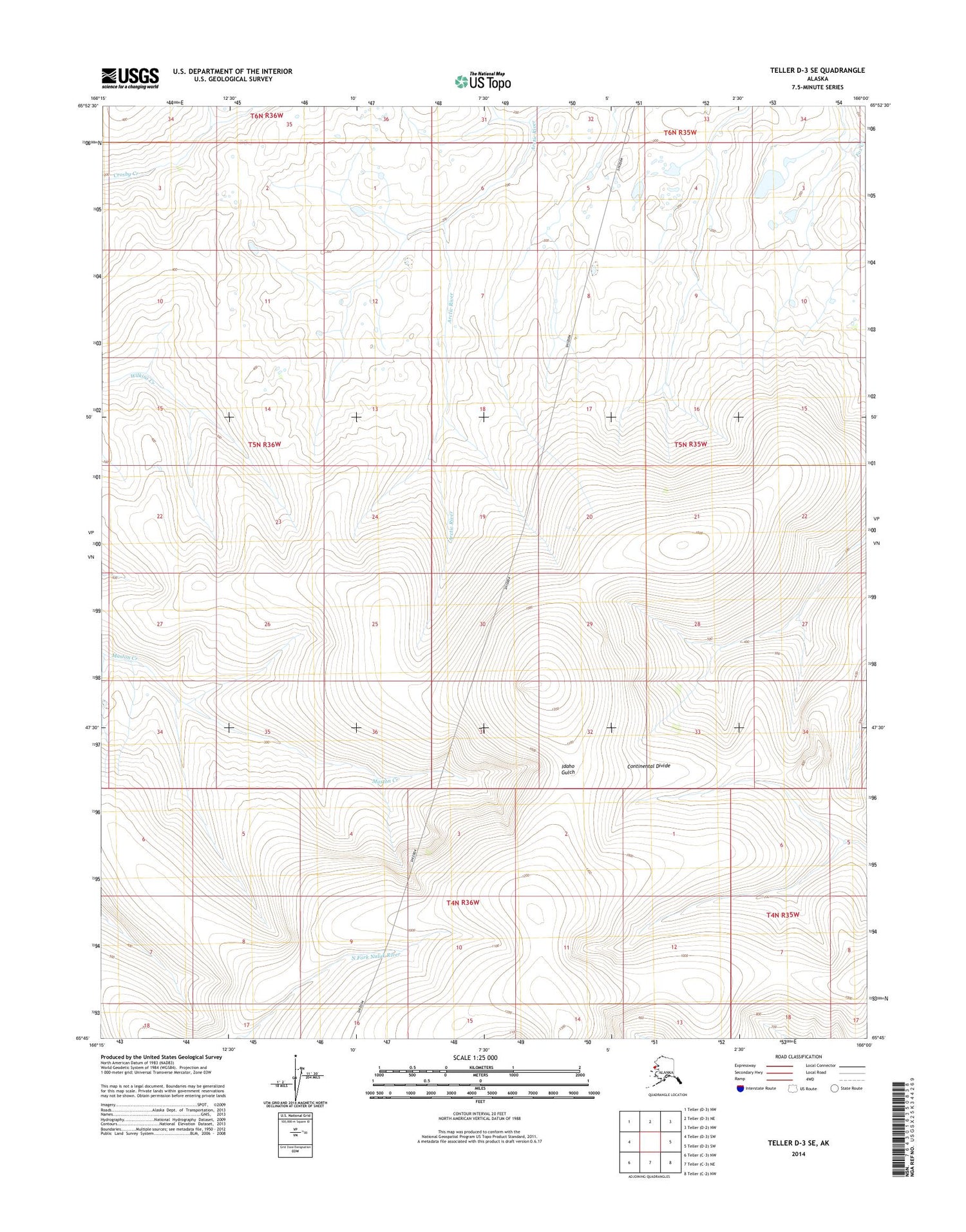 Teller D-3 SE Alaska US Topo Map Image