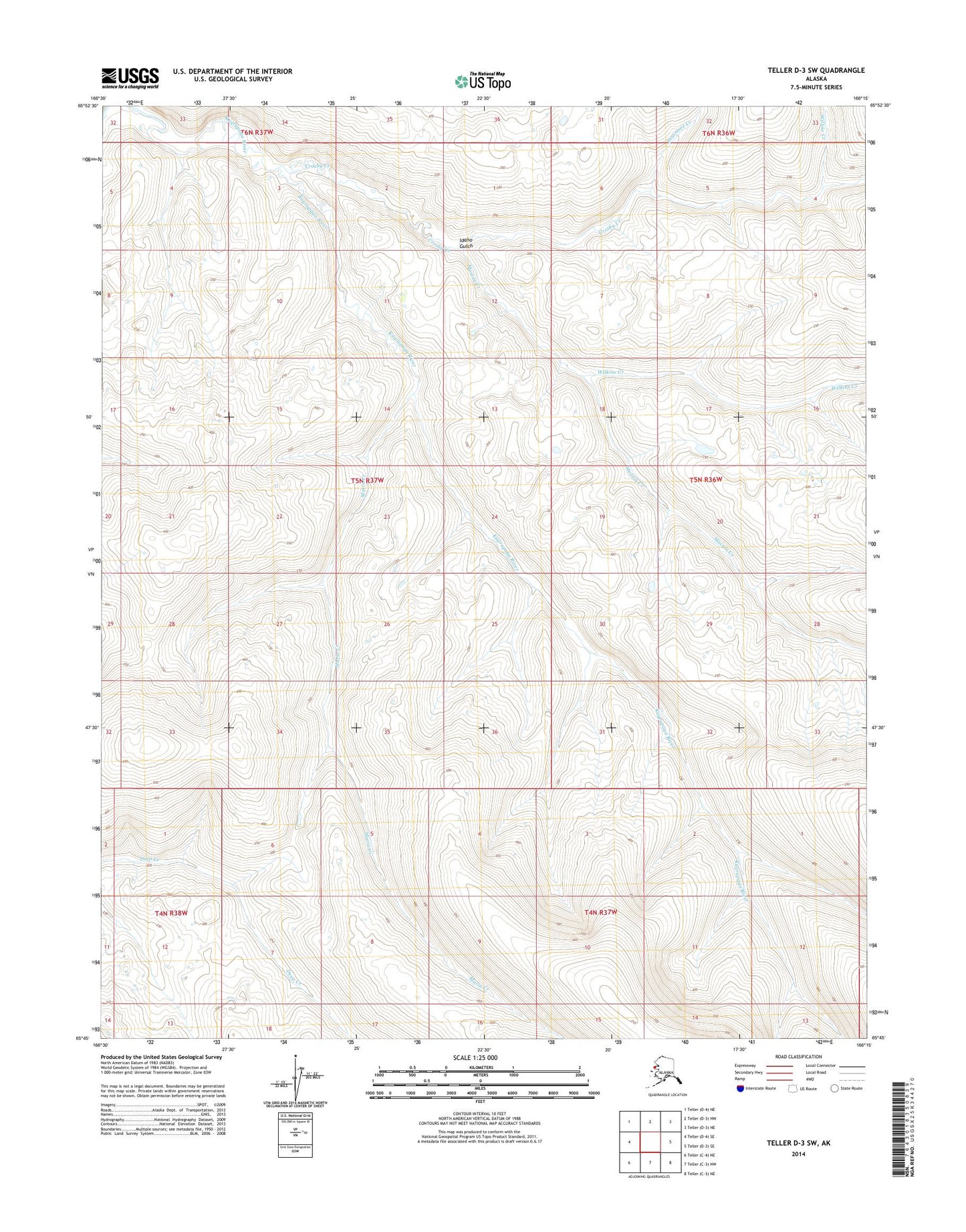 Teller D-3 SW Alaska US Topo Map Image