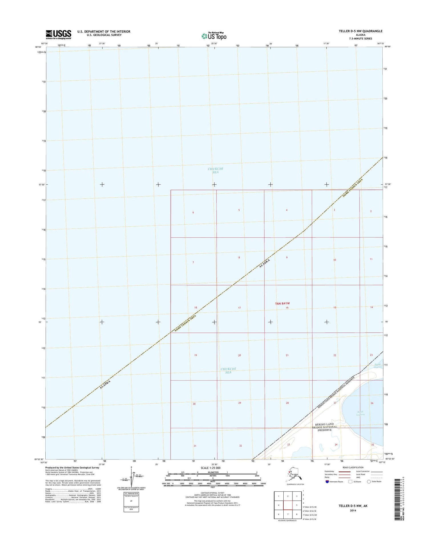 Teller D-5 NW Alaska US Topo Map Image