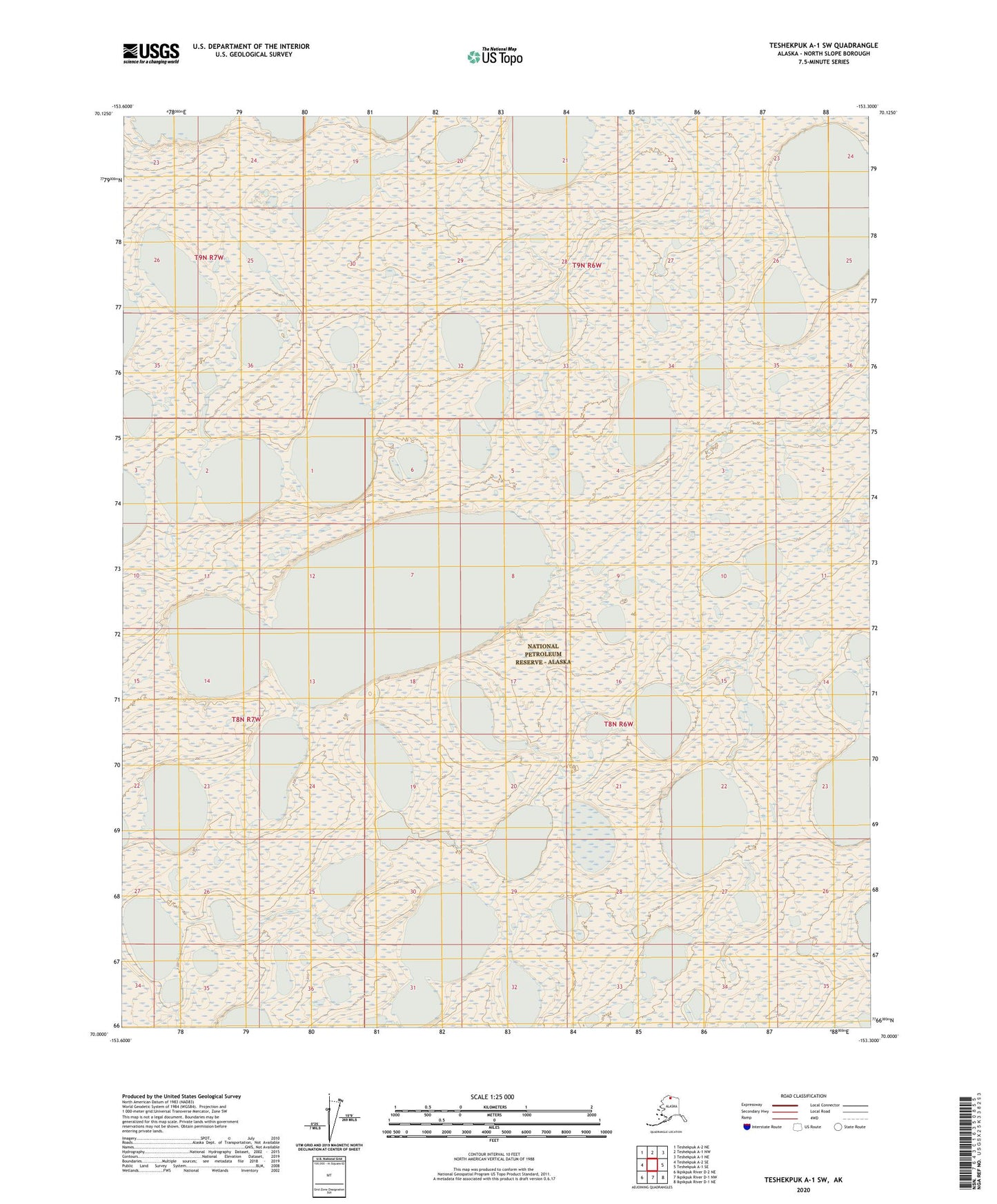 Teshekpuk A-1 SW Alaska US Topo Map Image
