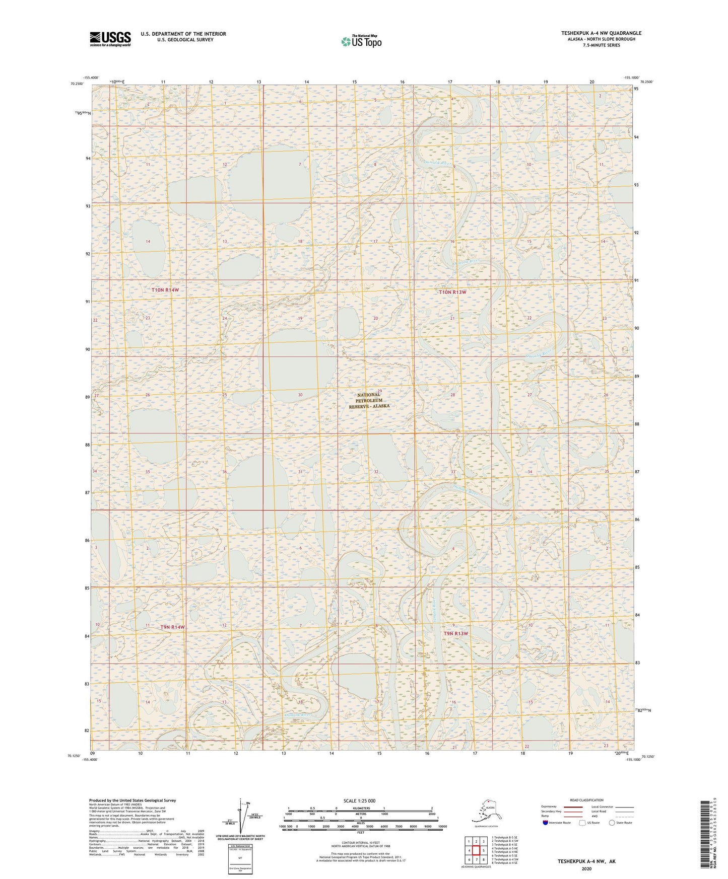 Teshekpuk A-4 NW Alaska US Topo Map Image