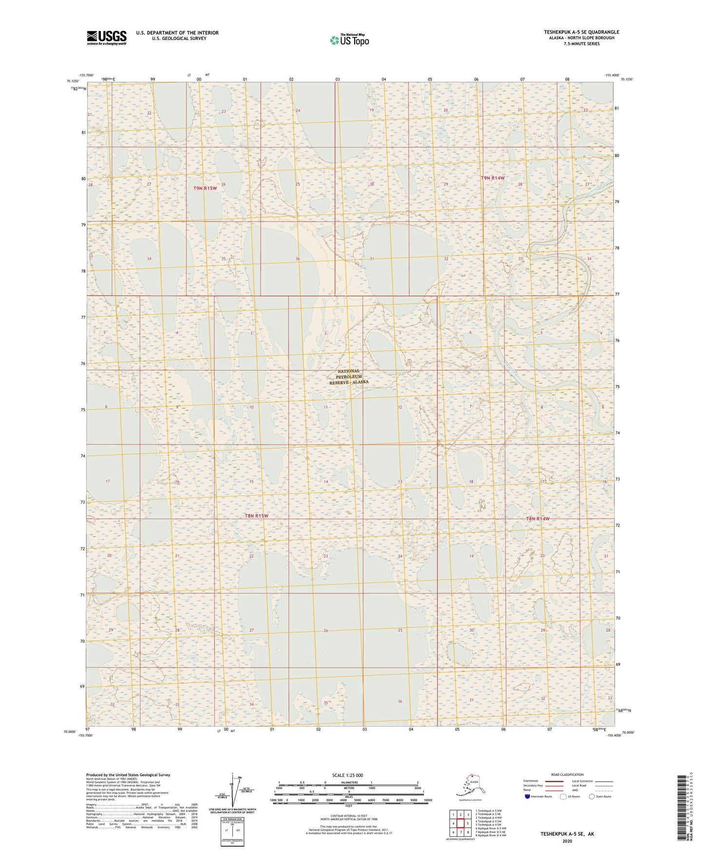 Teshekpuk A-5 SE Alaska US Topo Map Image