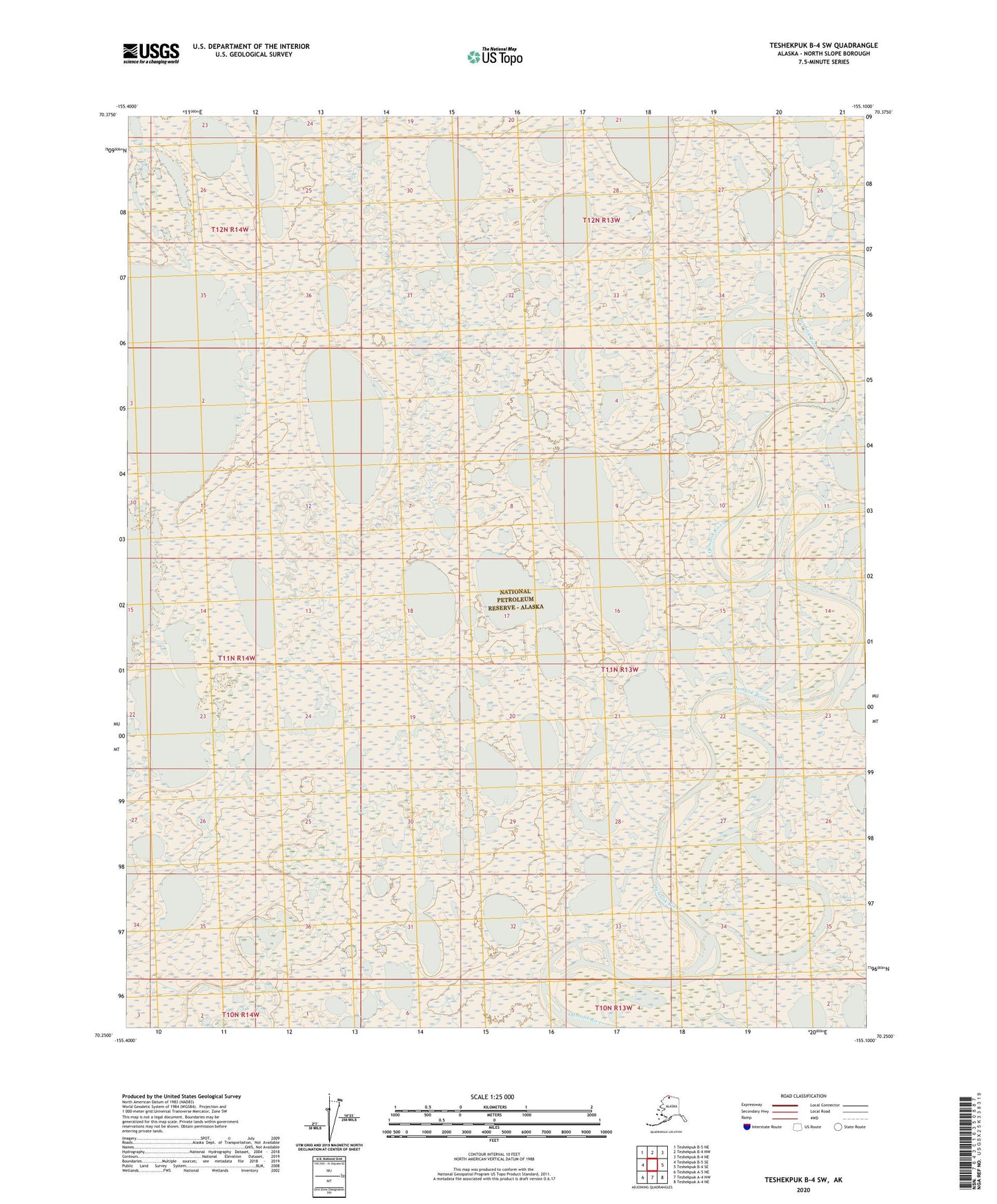 Teshekpuk B-4 SW Alaska US Topo Map Image