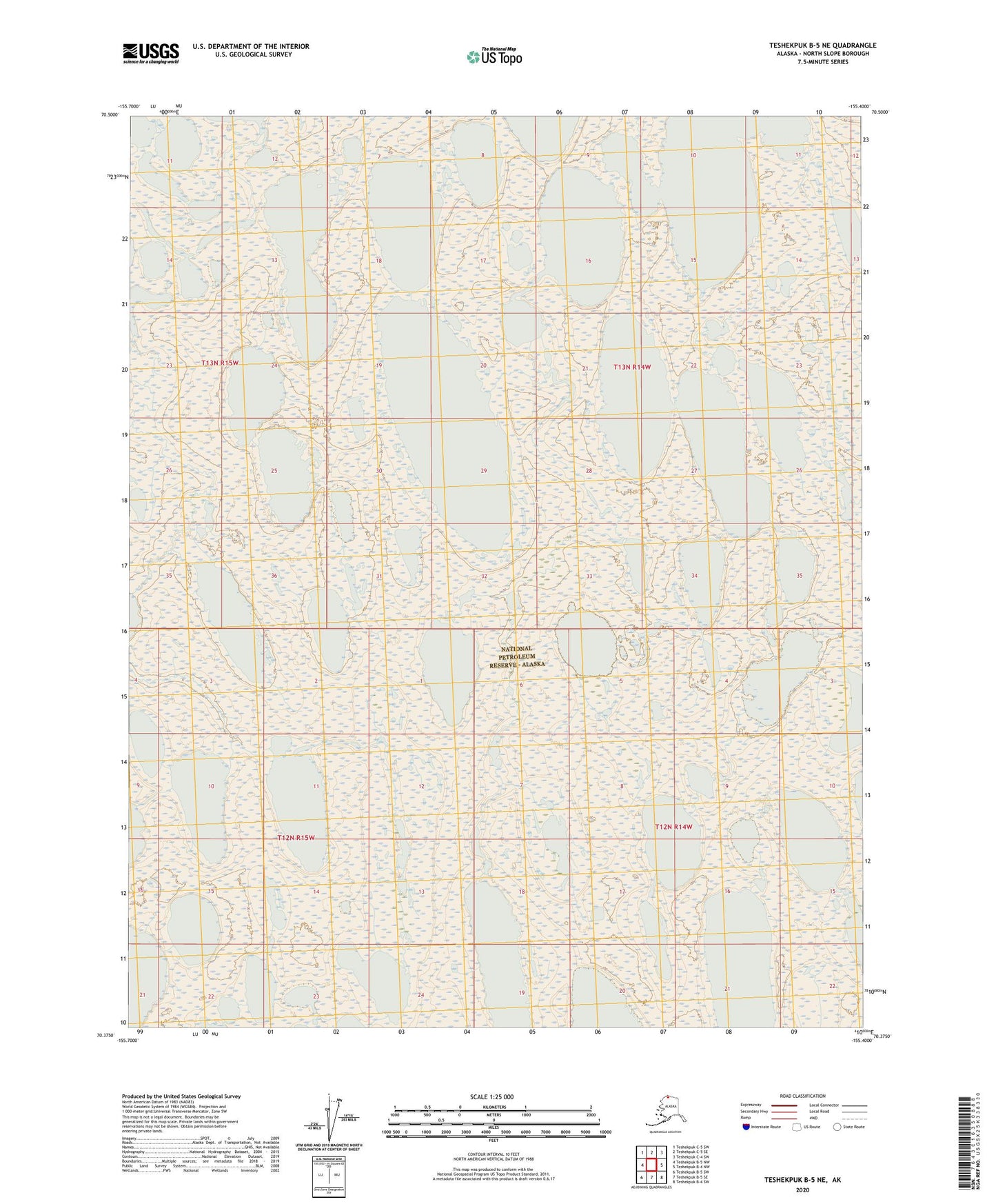 Teshekpuk B-5 NE Alaska US Topo Map Image
