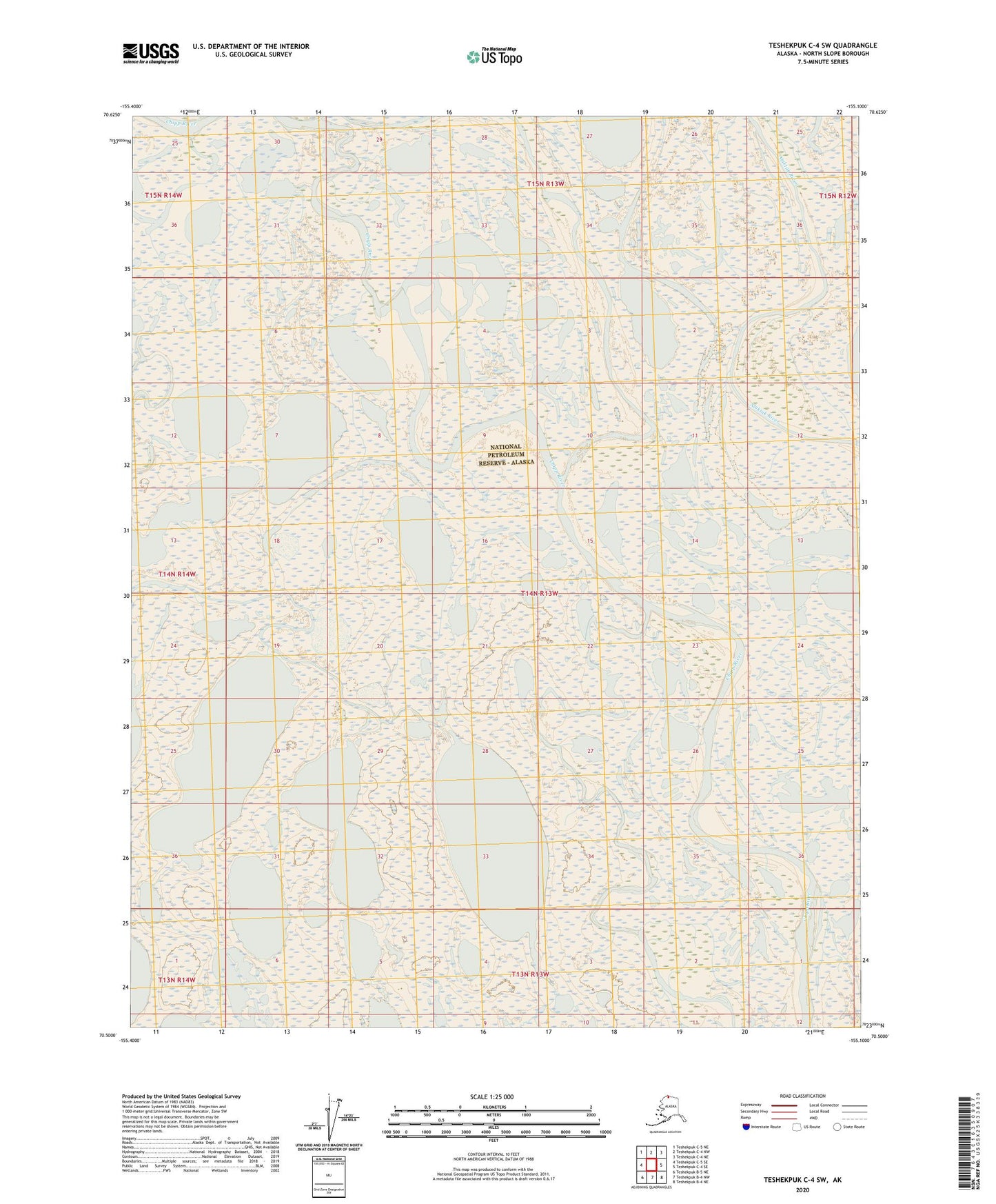 Teshekpuk C-4 SW Alaska US Topo Map Image